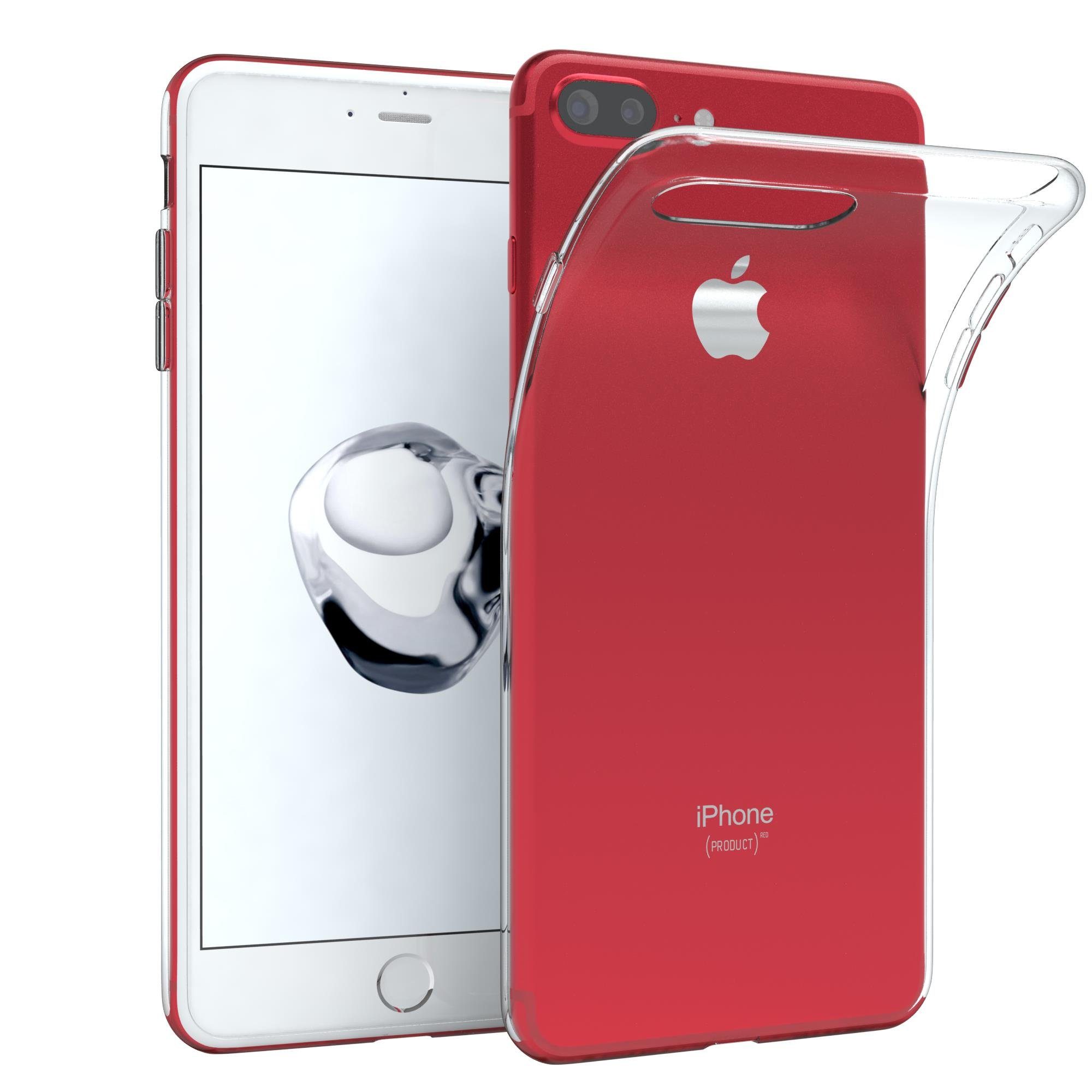 EAZY CASE Handyhülle Slimcover Clear für Apple iPhone 8 Plus /iPhone 7+ 5,5 Zoll, durchsichtige Hülle Ultra Dünn Silikon Backcover TPU Telefonhülle Klar