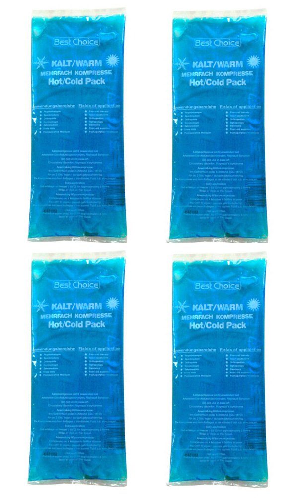 HAC24 Kalt-Warm-Kompresse Kälte Wärme Gel Kompressen Kühlpads Wärmekissen Kühlkompresse, 4-tlg., 29 x 12 cm für kalte und warme Anwendung