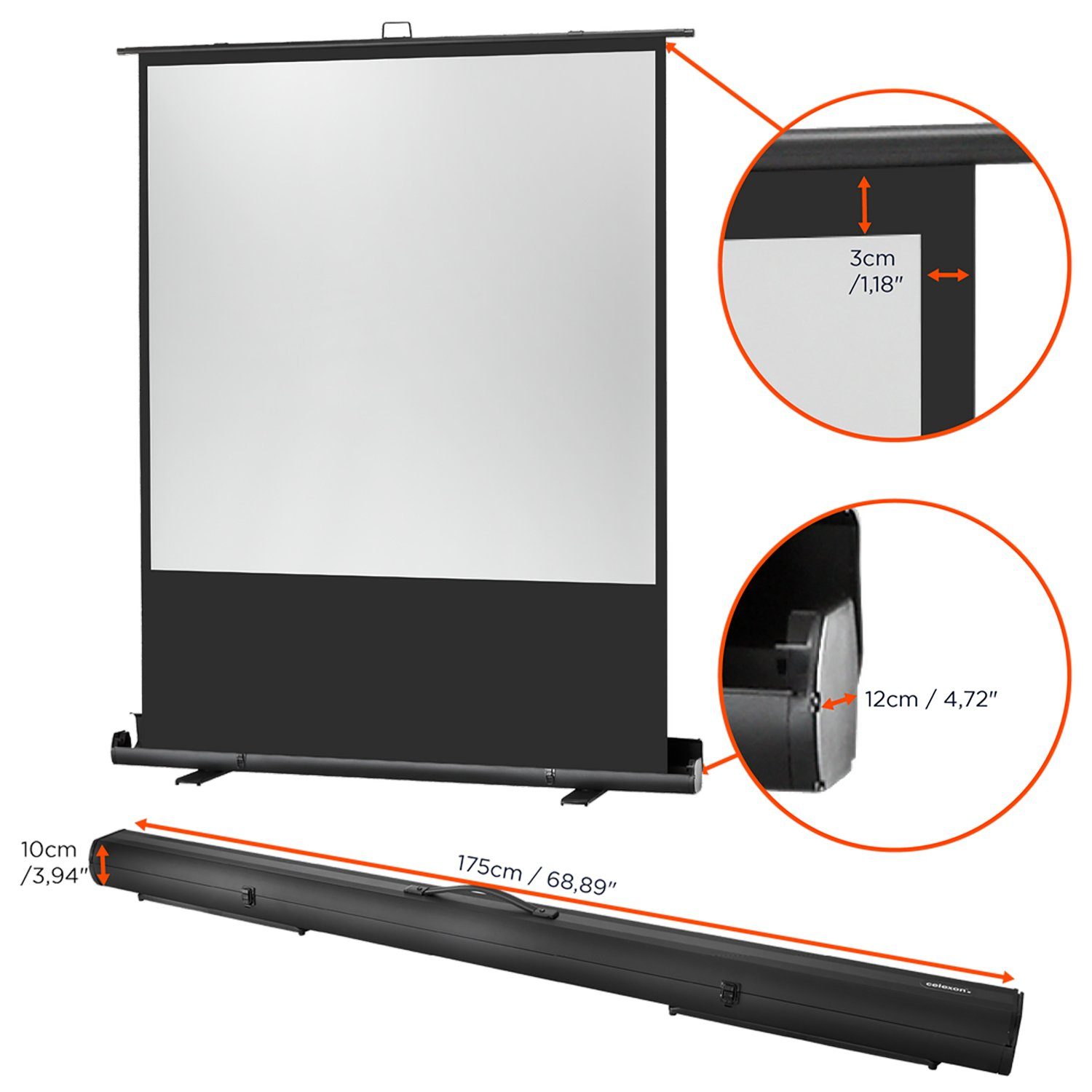 Celexon Professional Plus Pull-Up-Leinwand (schwarze Rückseite)
