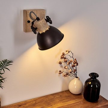 hofstein Wandleuchte »Cotes« verstellbare Wandlampe aus Metall/Holz in Anthrazit/Weiß/Braun, ohne Leuchtmittel, 1xE27, Wandspot im Retro/Vintage Design