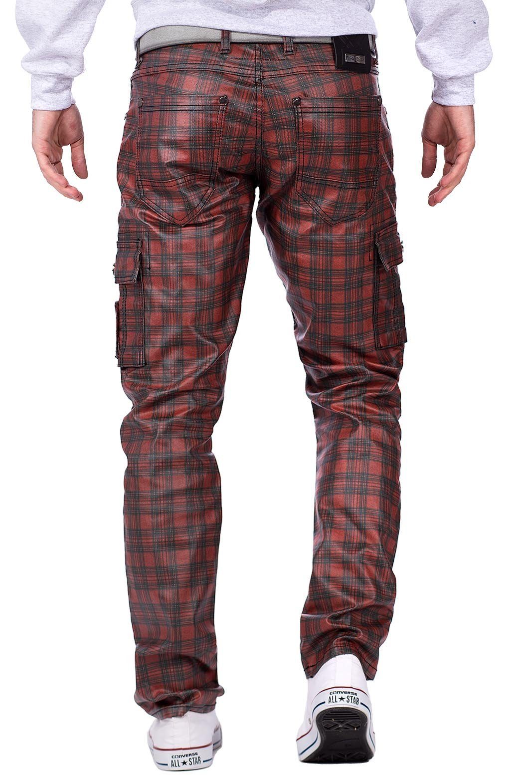 rot Cipo Lederimitat im BA-CD721 Zippern mit Baxx & Cargo Hose Regular-fit-Jeans