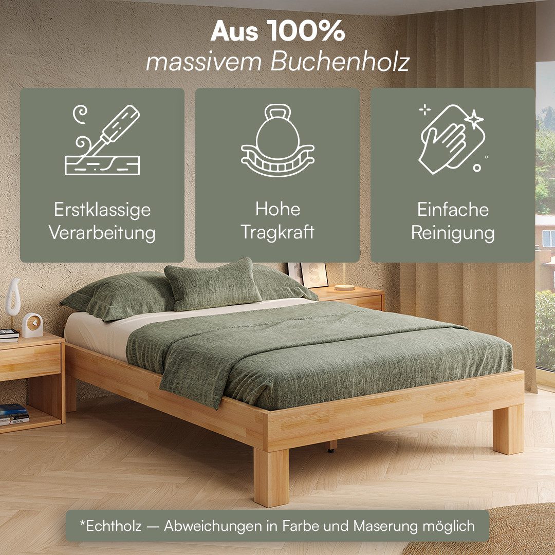 skølm Massivholzbett Floki aus Buche, natur geölt, verfügbar in 140/180x200 cm – Bild 3 von 5