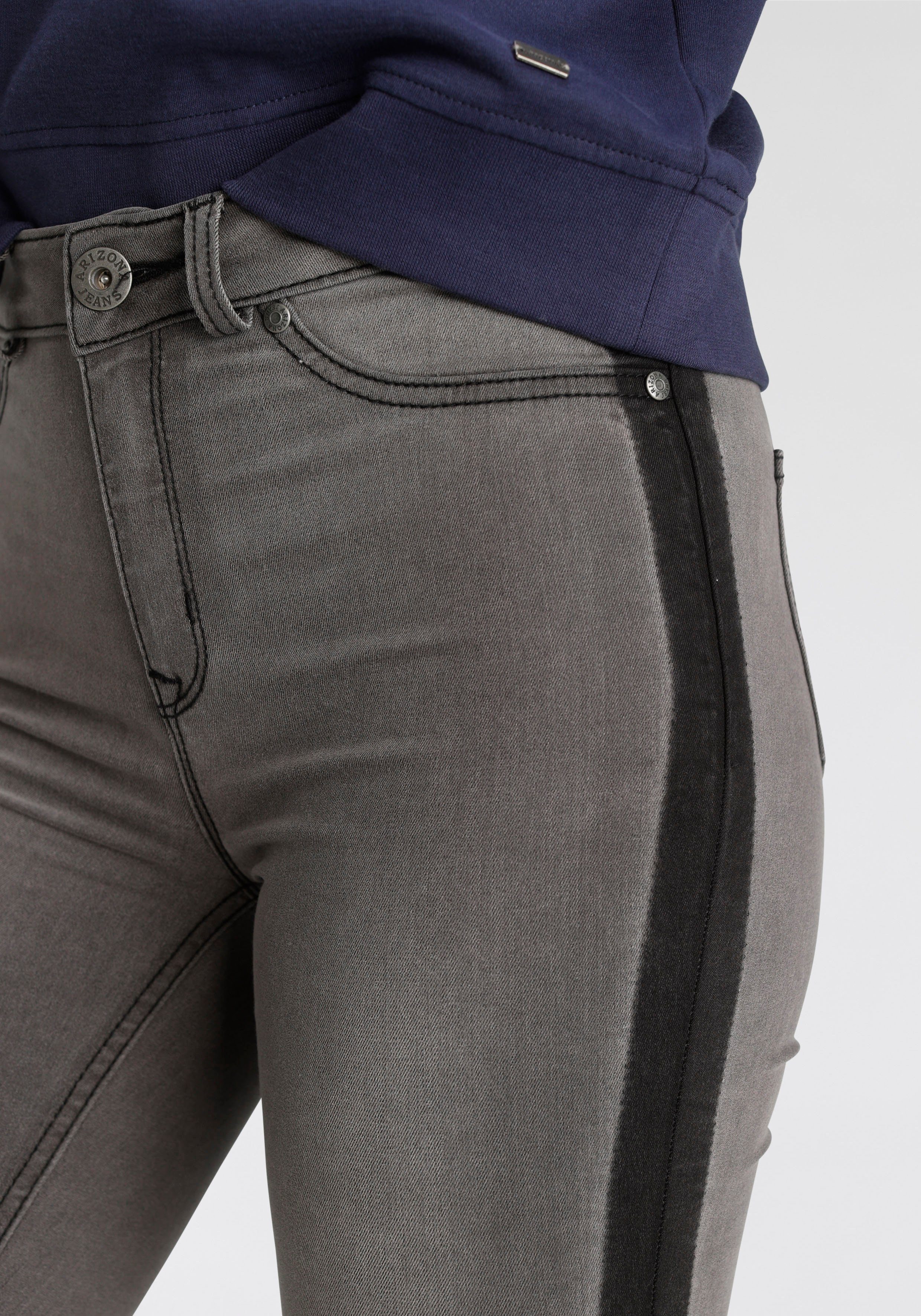 mit Ultra High Stretch Skinny-fit-Jeans Arizona Waist seitlichem grey-used Streifen