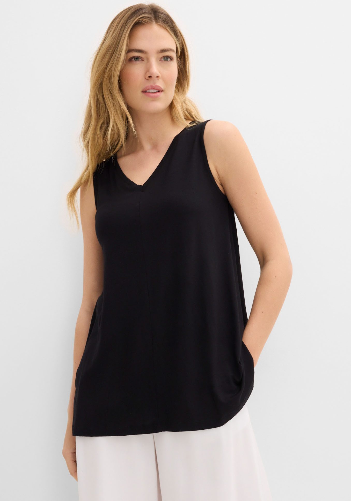 bonprix Longtop A-Linie, V-Ausschnitt, aus Viskose und Elasthan