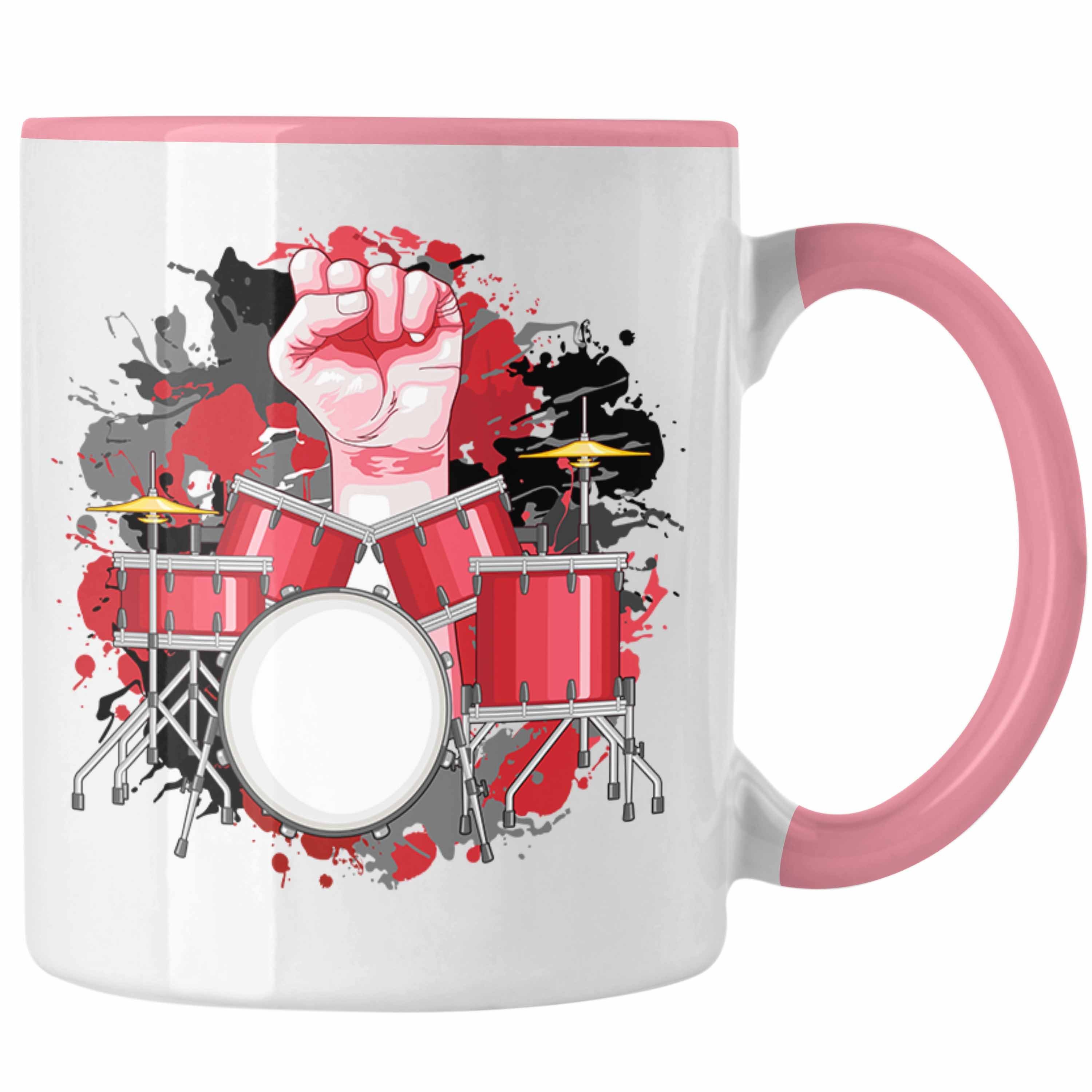 Trendation Tasse Schlagzeug Tasse Geschenk für Schlagzeug-Spieler zum Geburtstag oder W Rosa | Teetassen