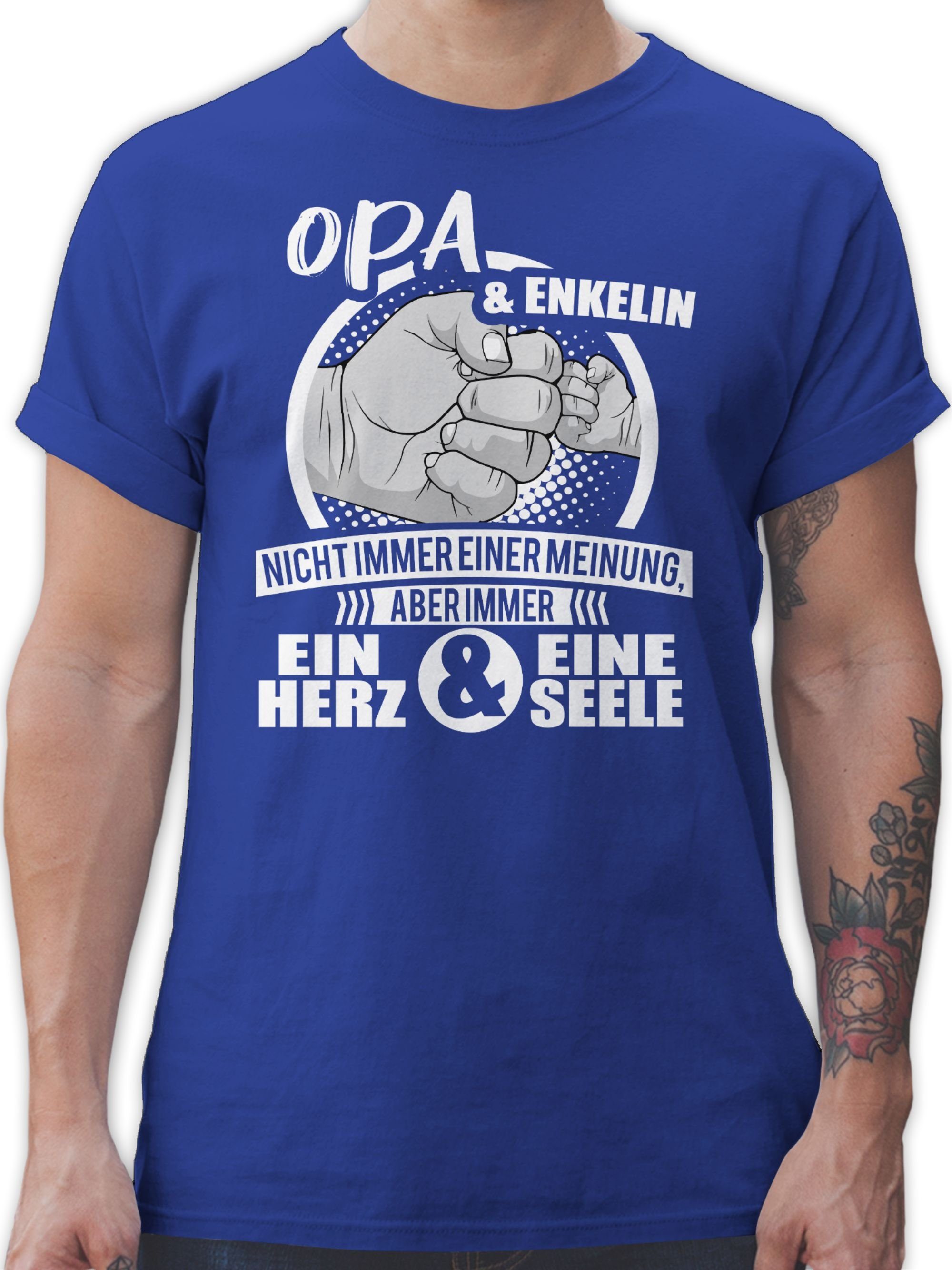 Shirtracer T-Shirt Opa & Enkelin Seele ein Opa Herz eine & Geschenke Immer Royalblau 3