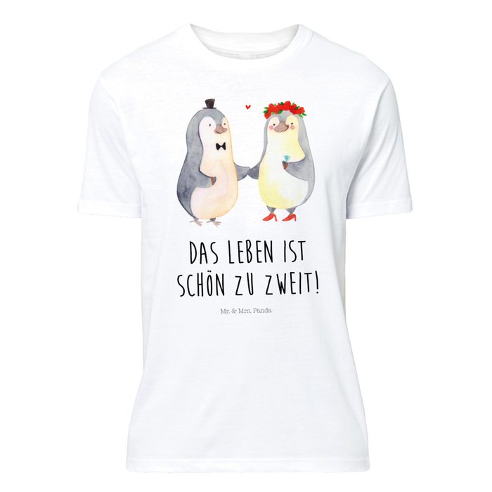 Mr. & Mrs. Panda T-Shirt Pinguin Heirat - Weiß - Geschenk Schlafshirt Partner Junggesellena (1-tlg)