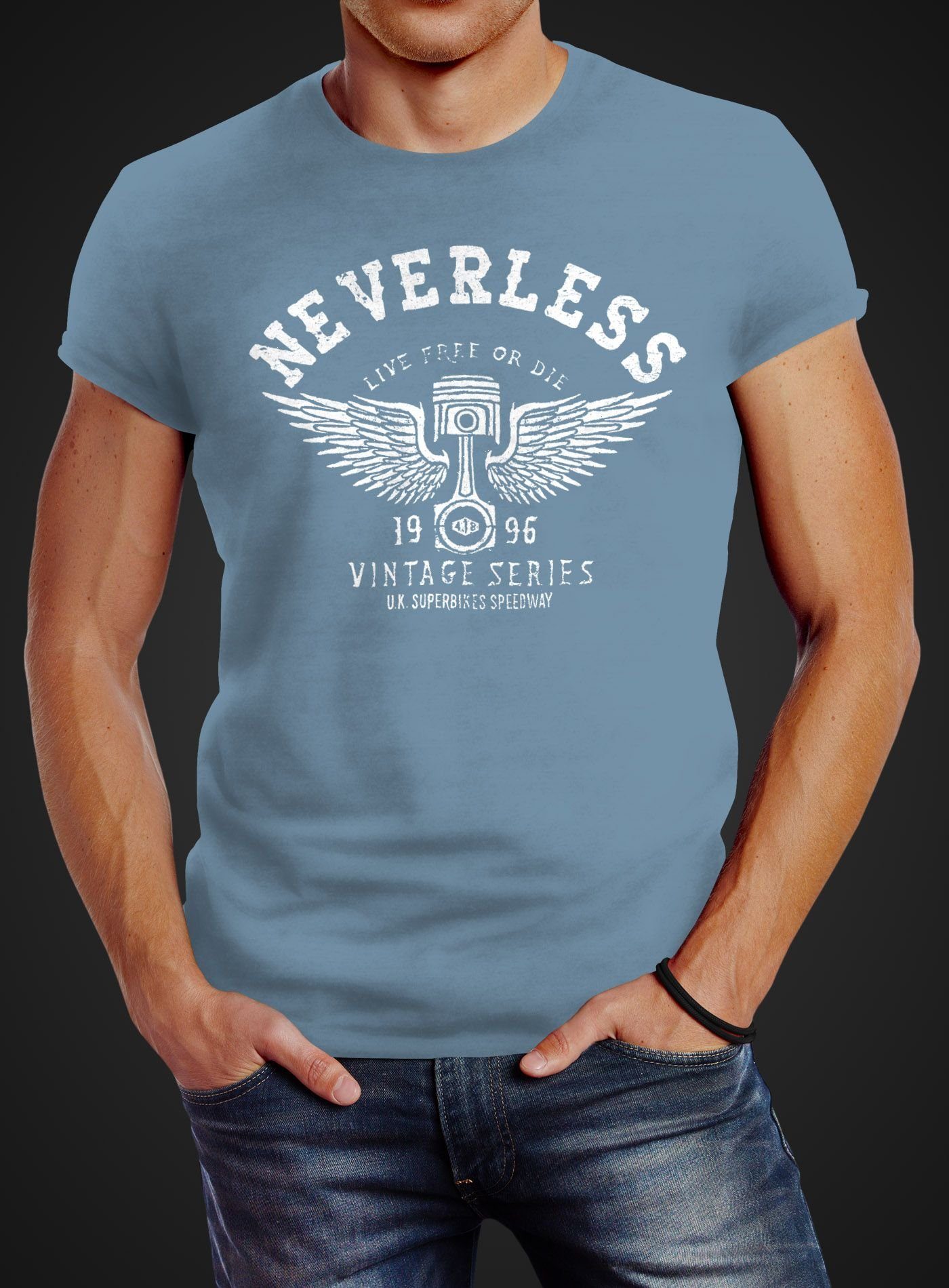 Neverless Print-Shirt Herren T-Shirt Biker Motorrad günstig online kaufen