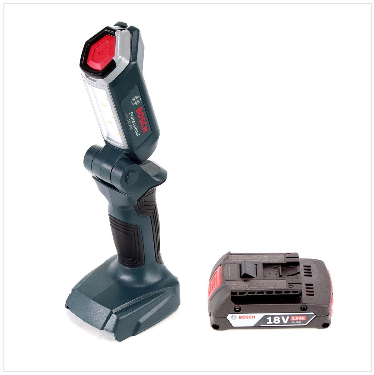 Bosch Professional Baustrahler GLI 18V-300 Akku LED Lampe 18V 300lm + 1x 2,0Ah Akku - ohne Ladegerät