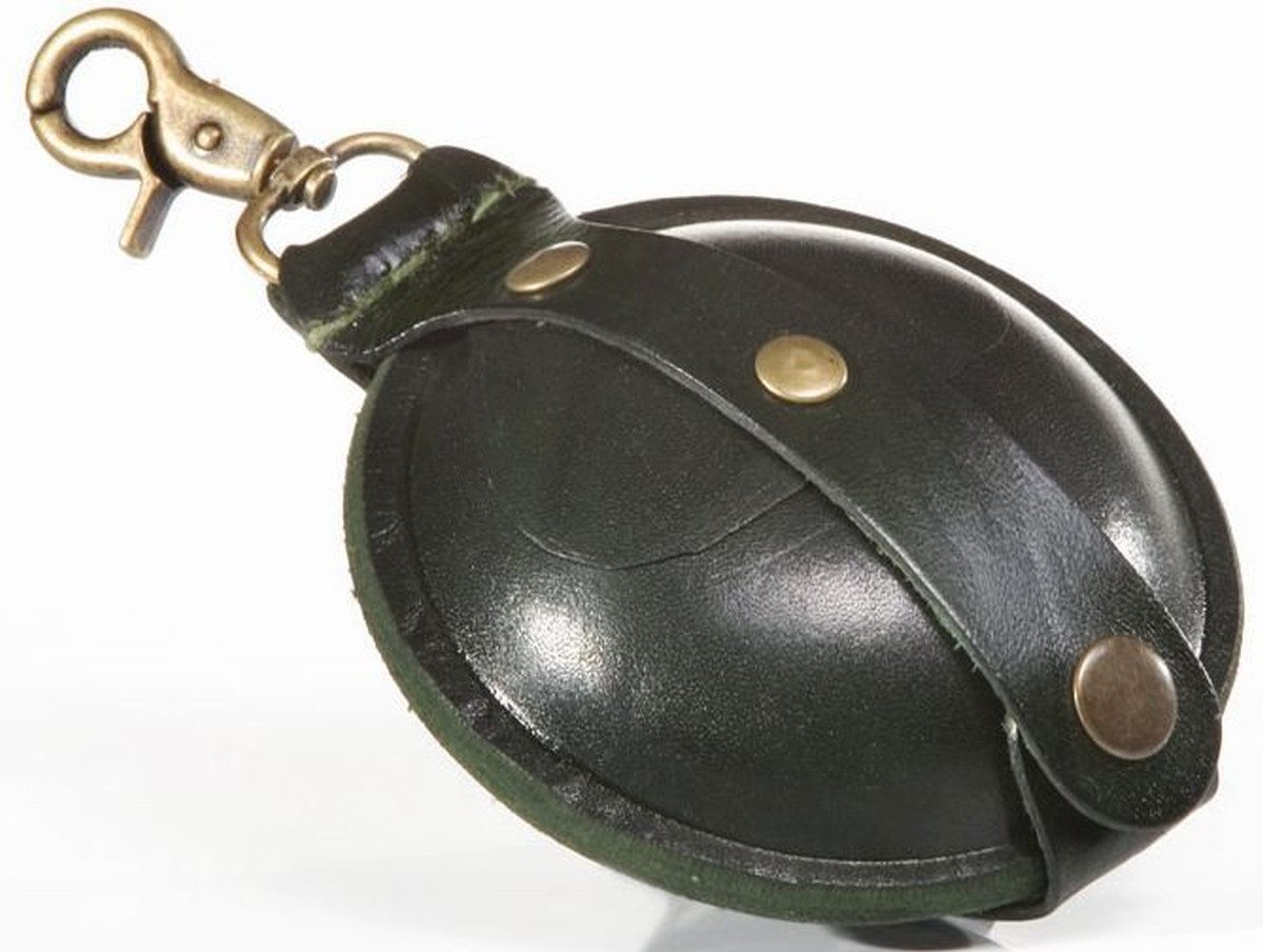 Mika Gürteltasche Schlüsselanhänger / Kleingeldbörse groß Sattelleder 9cm grün