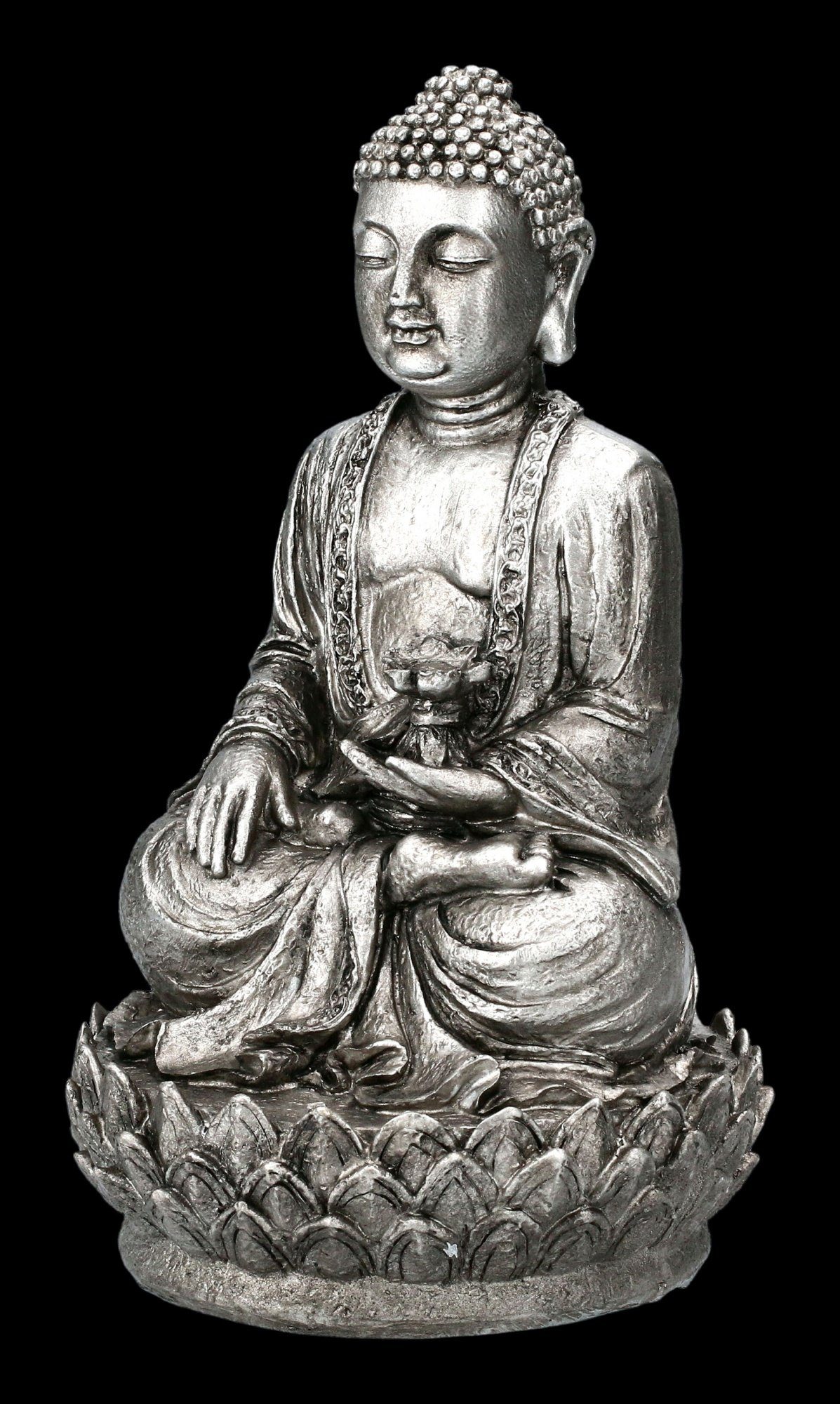 Dekofigur Buddha Dekofigur Shop Figur auf - GmbH Figuren Lotus silberfarben