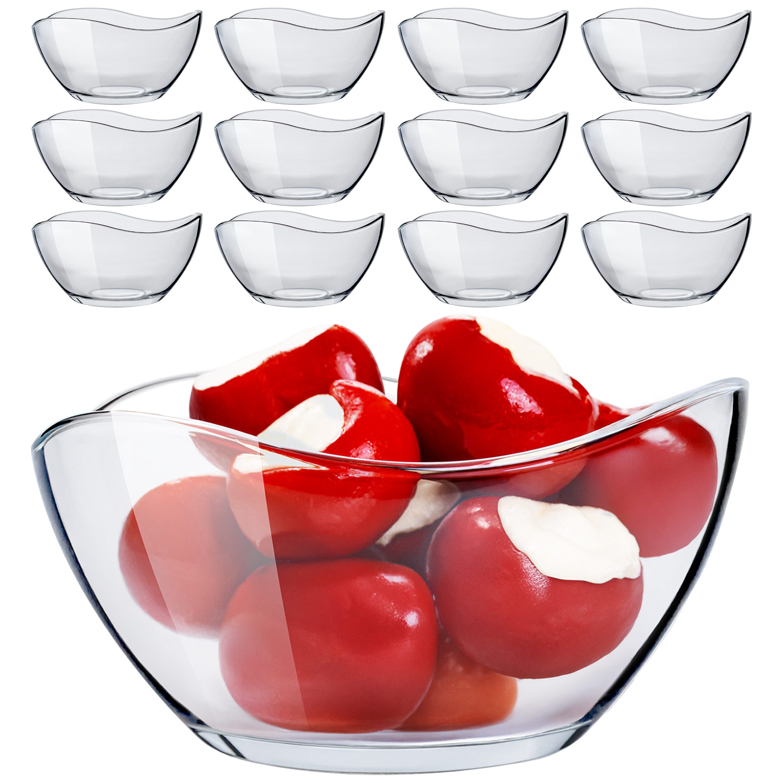 KONZEPT Salatschüssel Glas klein 6/12er Set – 310 ml, stapelbare, Salatschälchen, (12-tlg), ideal als Müslischalen, Servierschalen, Snackschalen, Dessertschalen