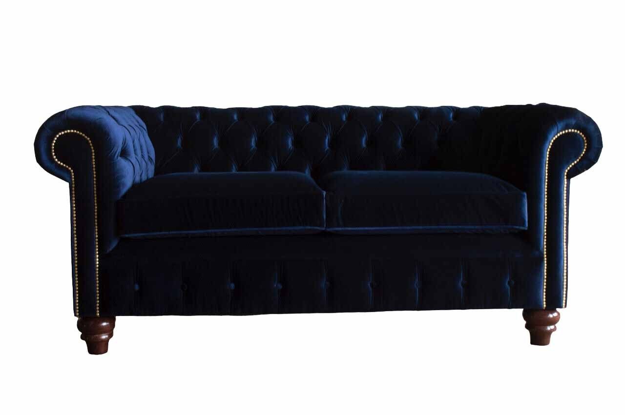 Xlmoebel Chesterfield-Sofa Blaue Couch im klassischen englischen Stil, 3-Sitzer, 230cm, 1 Teile, Made in Europa