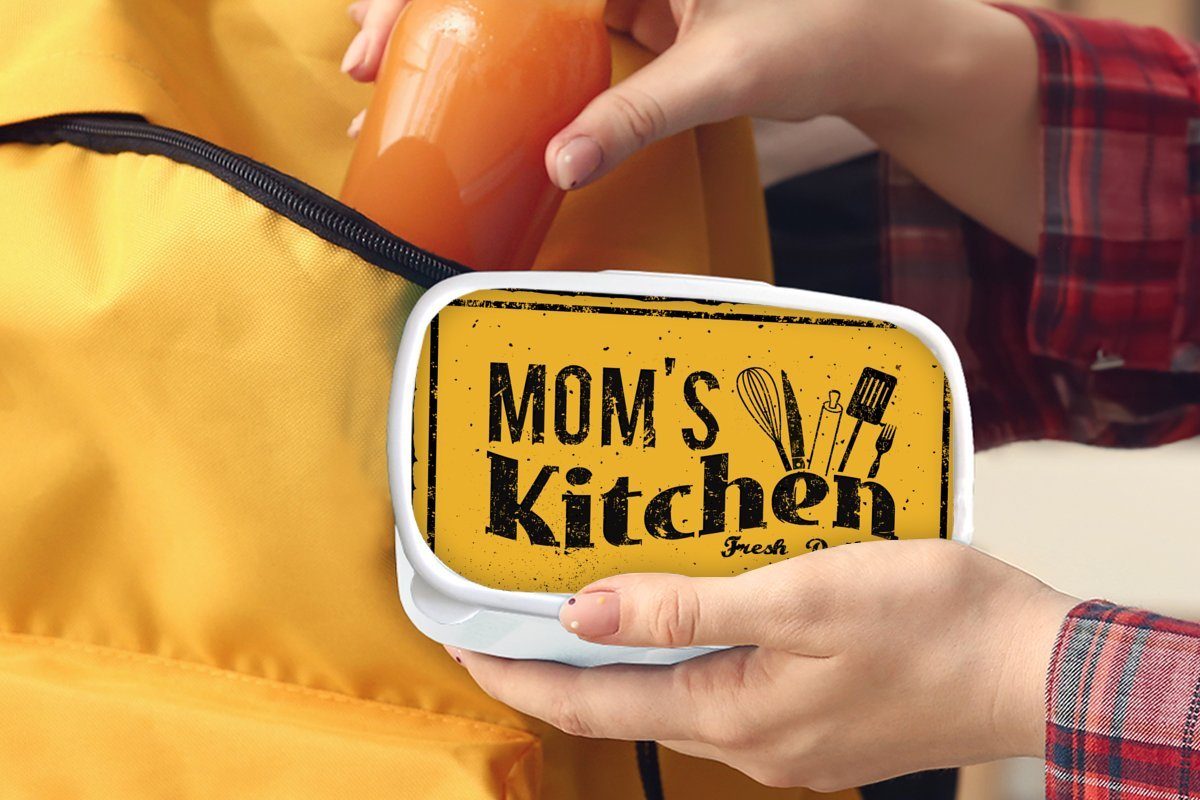 MuchoWow Lunchbox Mama und für - und Kunststoff, Kinder Brotdose, Mädchen Küche - Jungs (2-tlg), Erwachsene, Vintage, für Brotbox weiß