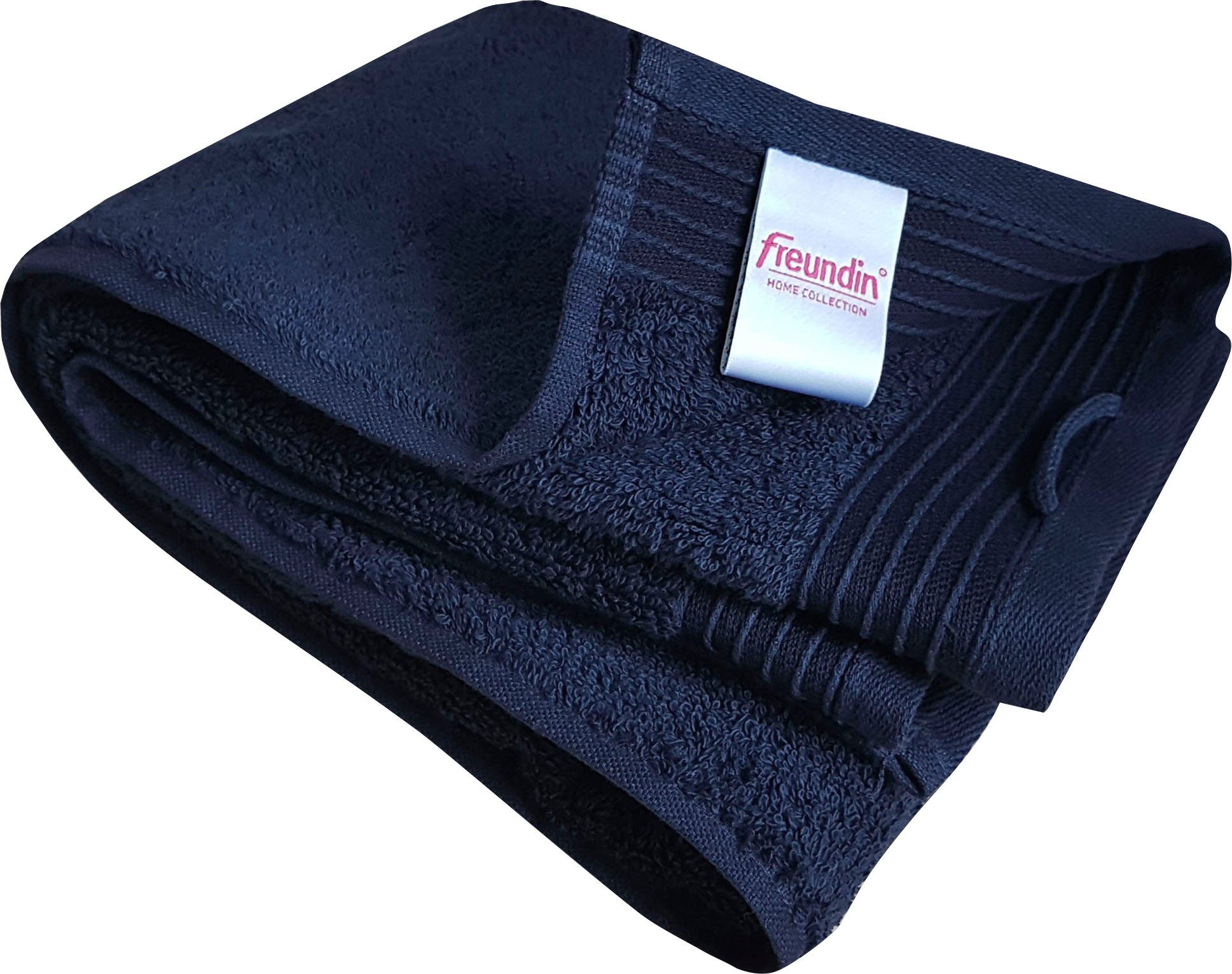 Aufhängen mit jeansblau zum (1-St), Collection freundin geflochtener Home Badetuch Walkfrottier Badetuch, Freundin Home Kordel