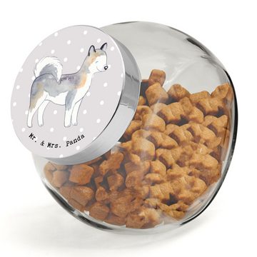 Mr. & Mrs. Panda Vorratsglas XL 2000ml Siberian Husky Lebensretter - Grau Pastell - Geschenk, Hund, Premium Glas, (1-tlg), Doming-Beschichtung