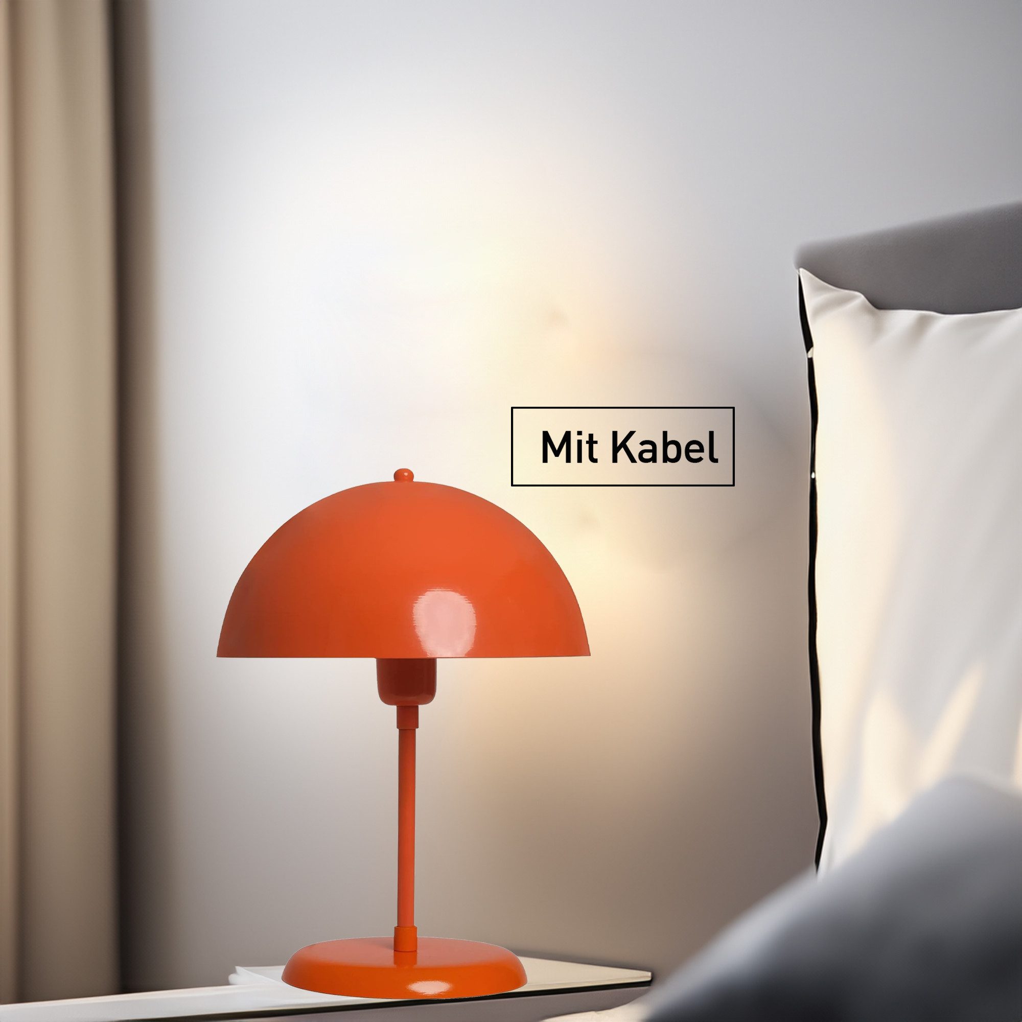 Bamyum Tischleuchte Pilz Lampe Mit Kabel Lipeo 25 cm Metall Retro Kleine Lampe, ohne Leuchtmittel