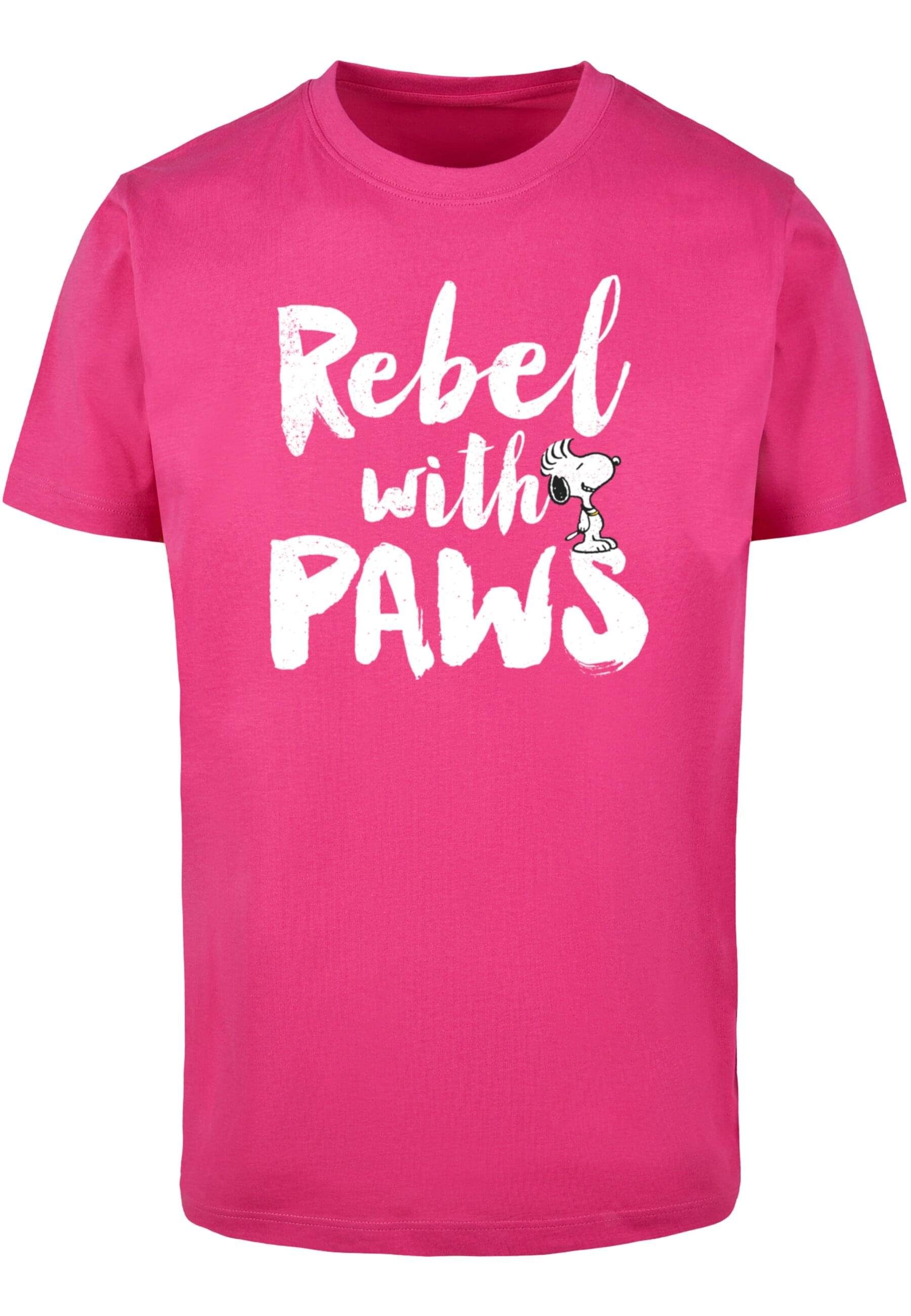 T-Shirt T-Shirt - Rebel Neck (1-tlg) Herren Peanuts paws Merchcode with hibiskuspink Round