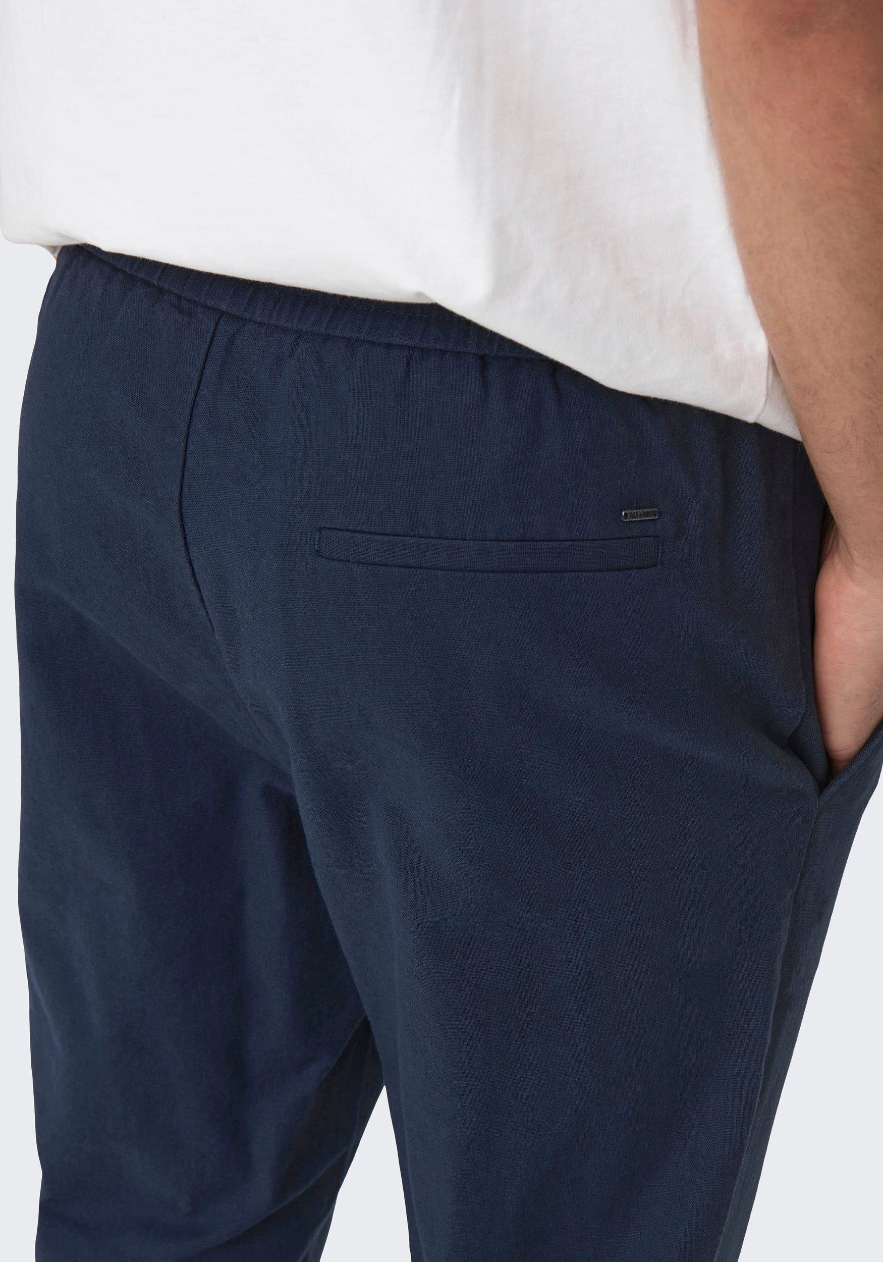 ONLY & SONS Schlupfhose ONSLINUS CROP 0007 COT LIN PNT NOOS Baumwolle mit Leinen, Gummizug und Kordel