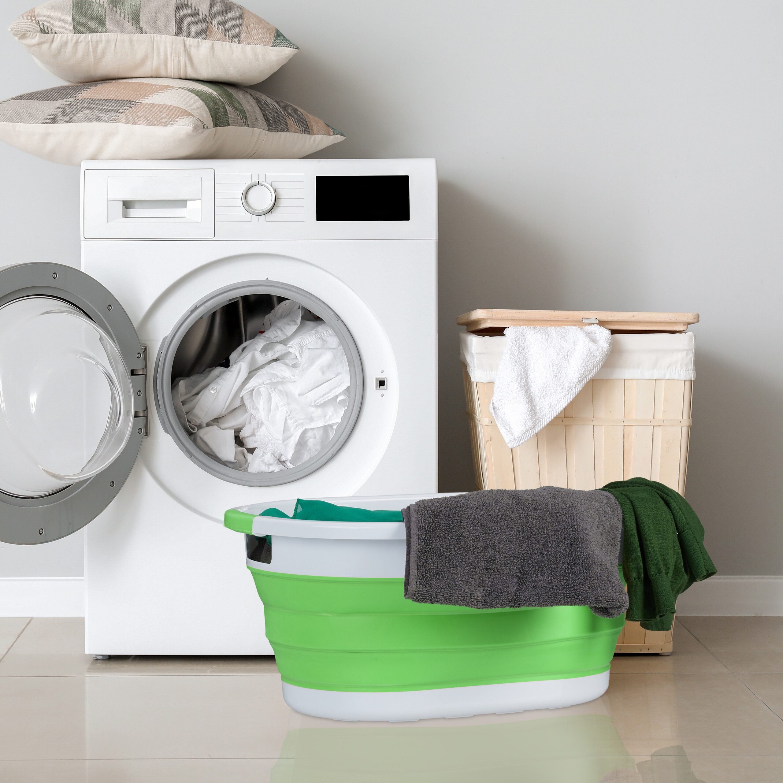 relaxdays Wäschekorb Faltbarer Wäschekorb 36 Liter (1 St), grün günstig online kaufen