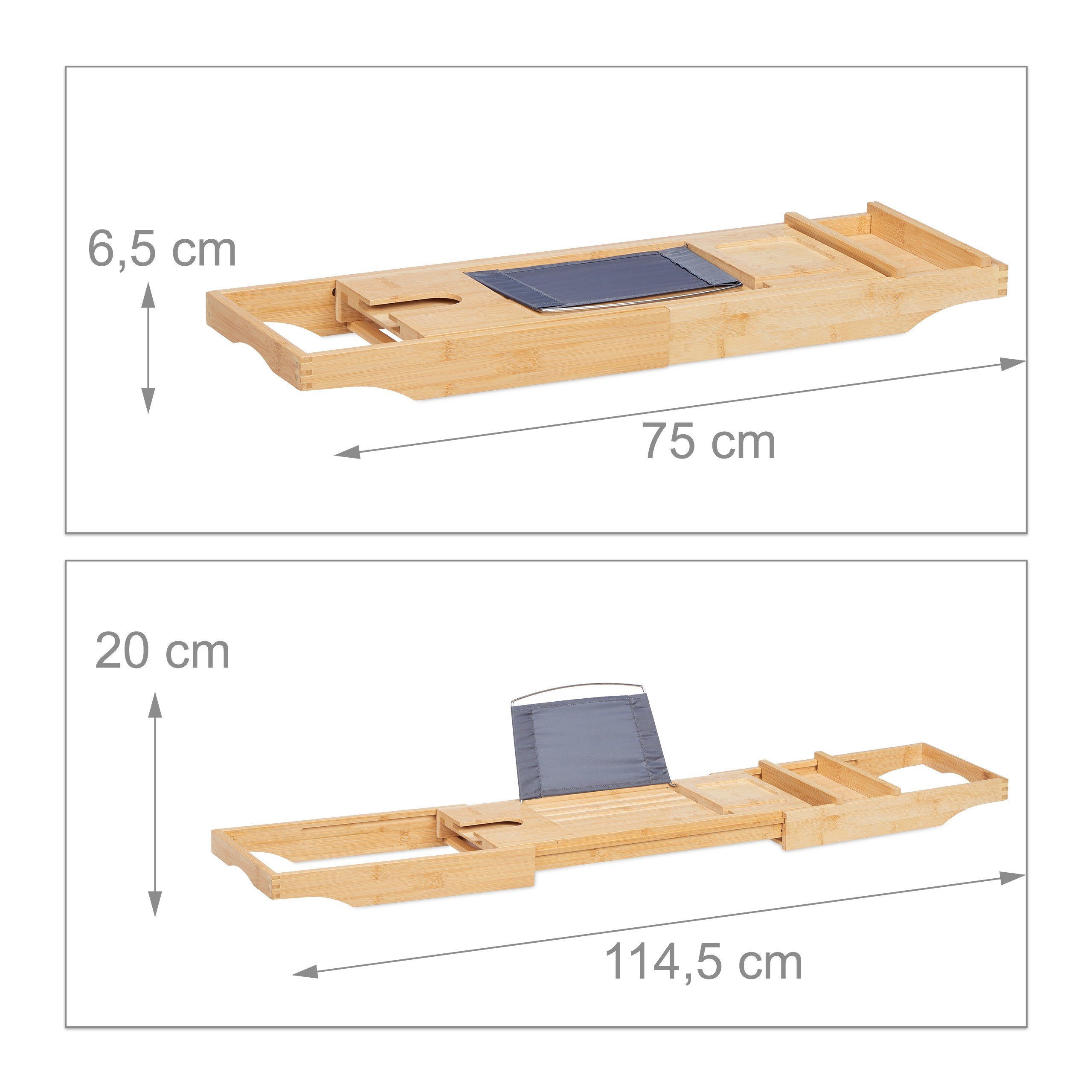 ausziehbar relaxdays Badewannenablage Bambus Badewannenablage
