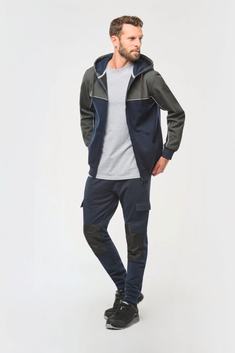 WK. Designed To Work Softshelljacke Umweltfreundliche, zweifarbige Molton-Kapuzenjacke