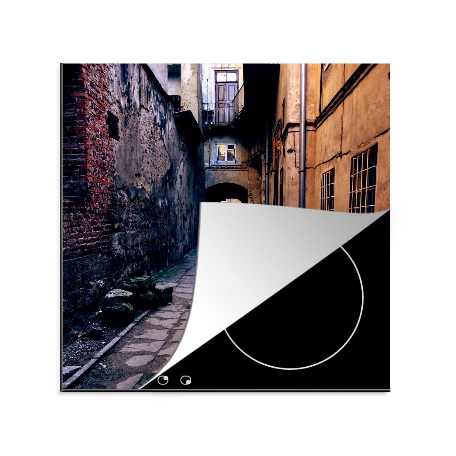 MuchoWow Herdblende-/Abdeckplatte Die alten Straßen in Lviv, Ukraine, Vinyl, (1 tlg), 78x78 cm, Ceranfeldabdeckung, Arbeitsplatte für küche