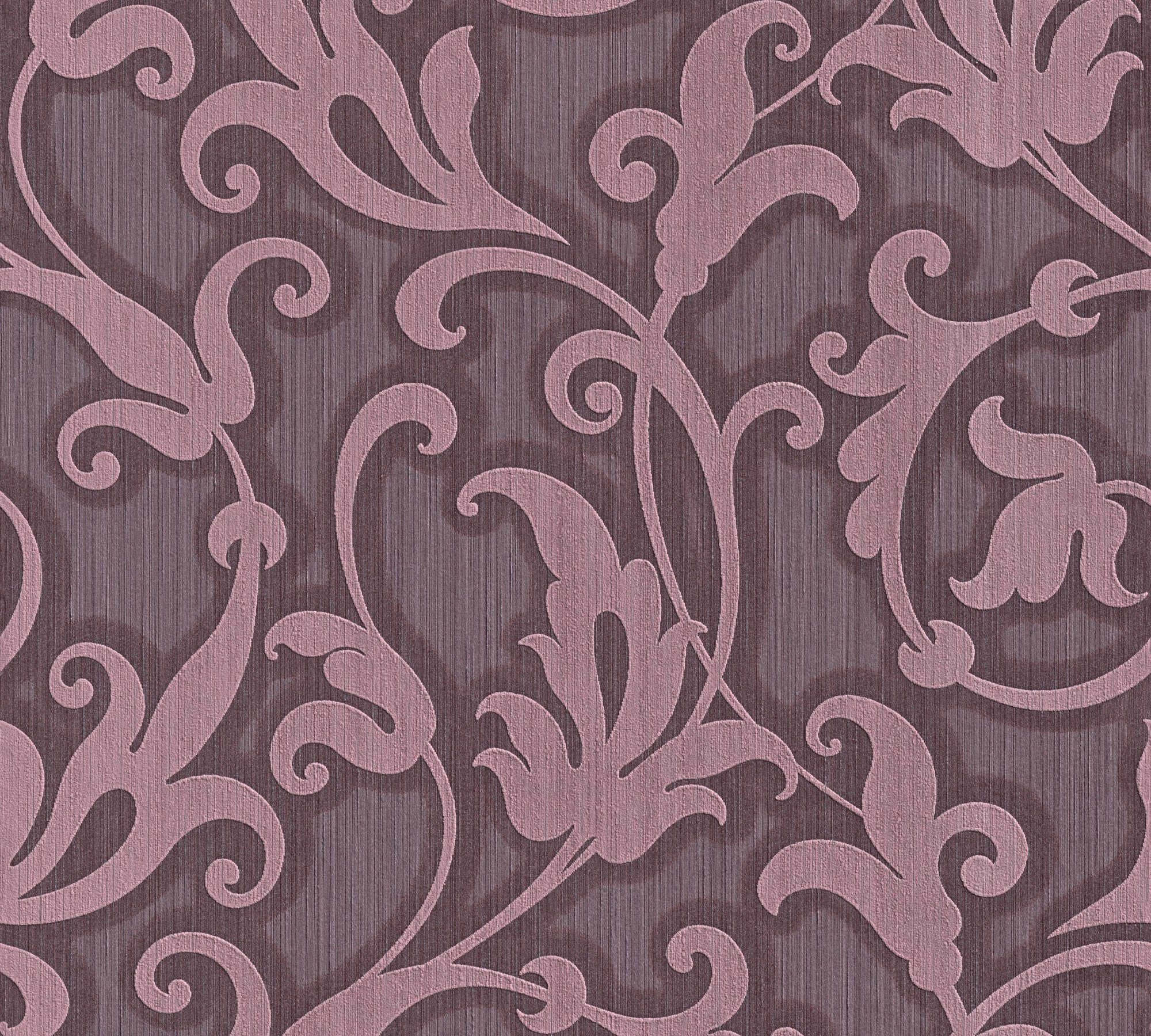 A.S. Création Architects Paper Tapete Textiltapete Tessuto, floral, samtig, Barock, Barock violett/metallic