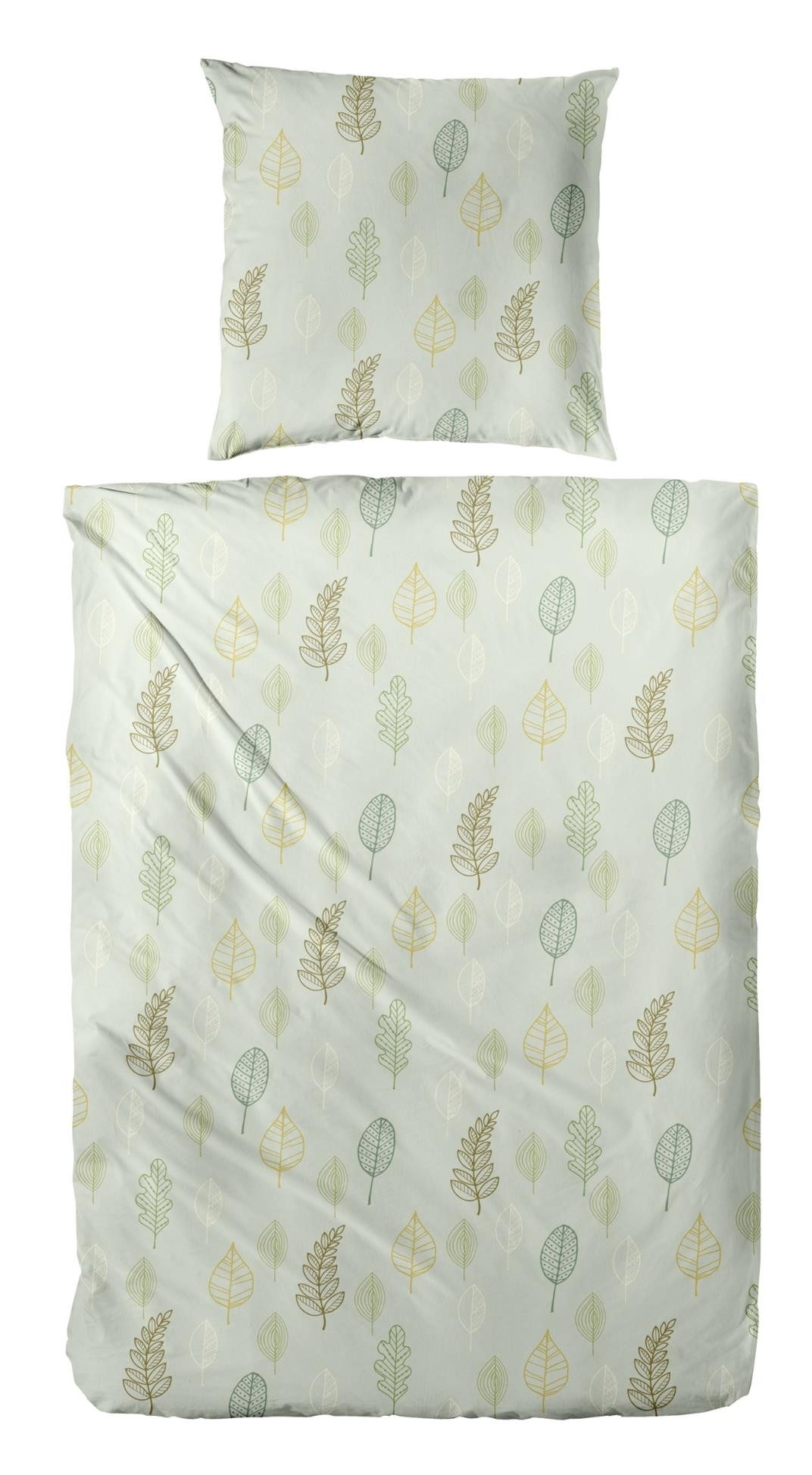 Carpe Sonno Bettwäsche Biber 135x200 155x220 Kuschel Bettwäsche Winter Flanell Baumwolle, Biber, 2 teilig, Flauschige Winterbettwäsche mit Reißverschluss Blätter 155 x 220 Grün