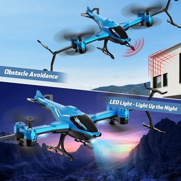 VATOS Drohne (Mit LED Licht, Indoor, Spielzeug Kinder, Leichte für 15 Min. Spaß. Innovatives Quad-Flügeldesign 360° Flip)