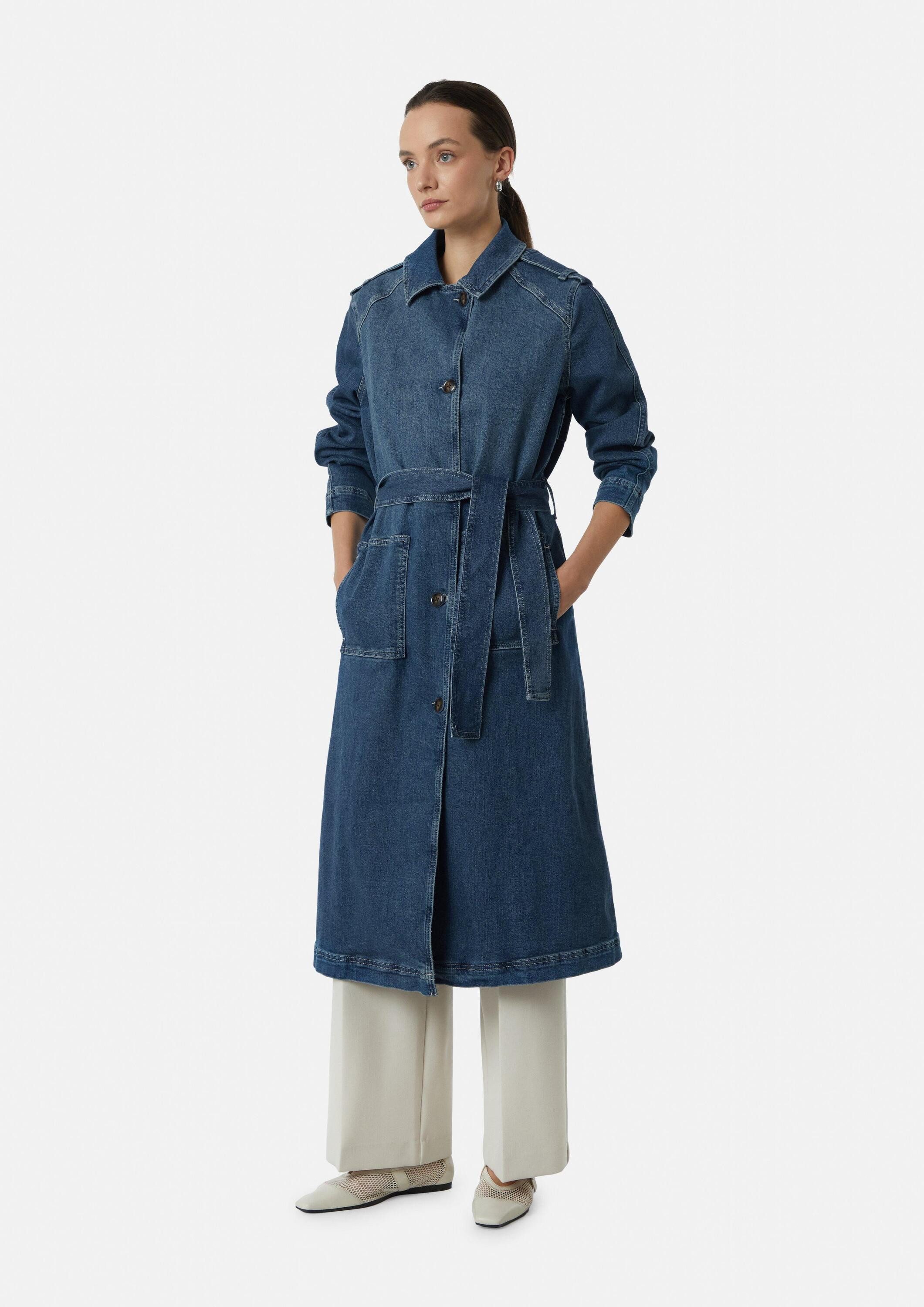 comma Funktionsmantel Indoor-Jacke Elastischer Denim-Trenchcoat mit aufgese günstig online kaufen