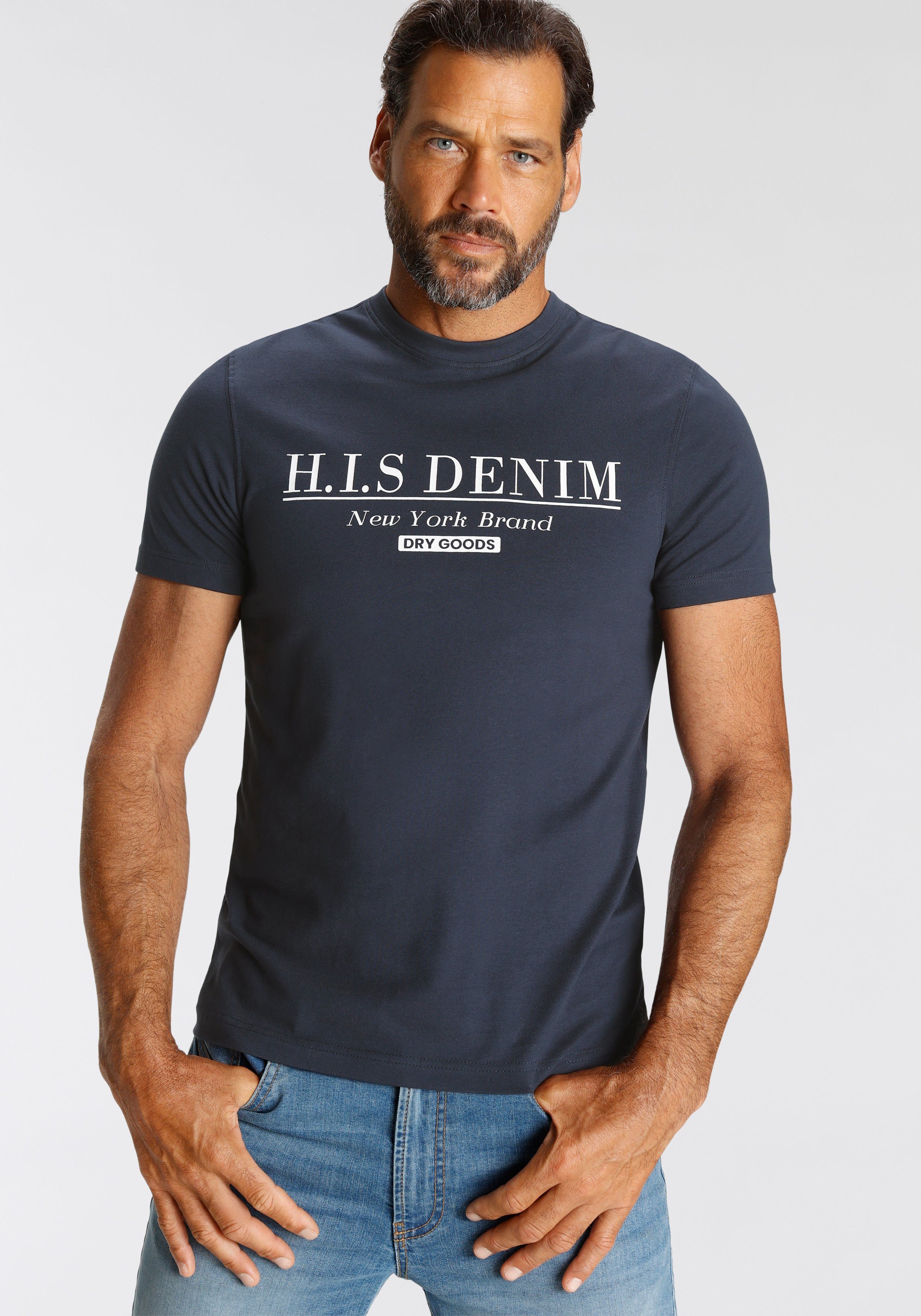 H.I.S T-Shirt schmale Passform, bedrucktes Design, Rundhalsausschnitt günstig online kaufen