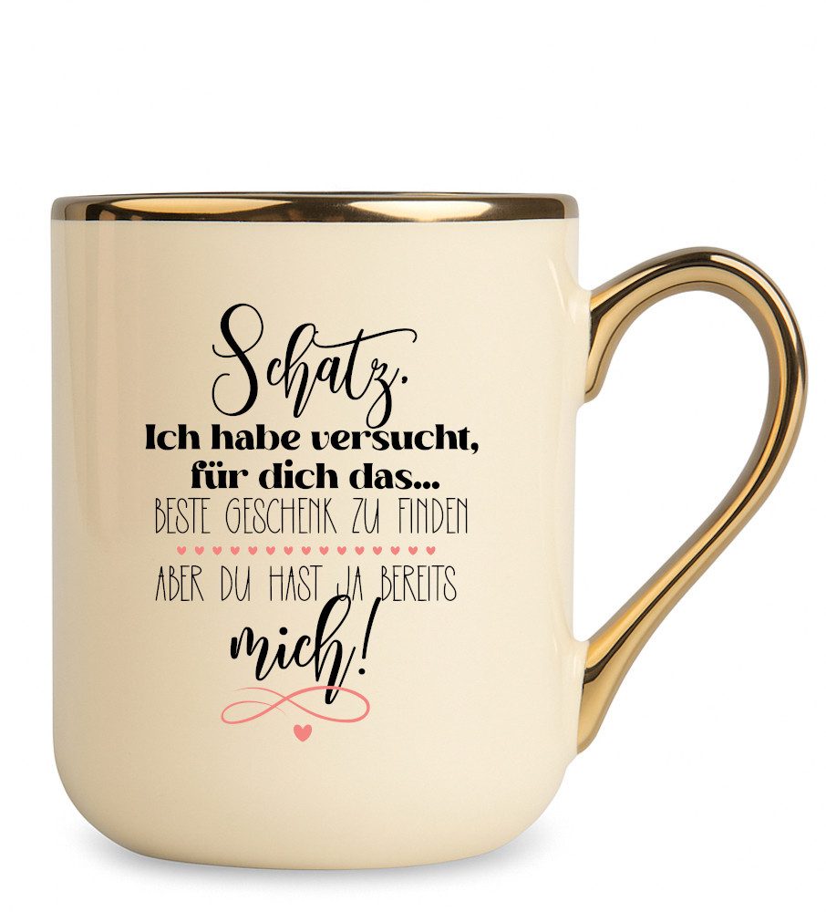 Primawela Tasse Tasse - Schatz - Kaffeetasse Goldrand Spruch Coffee Gold