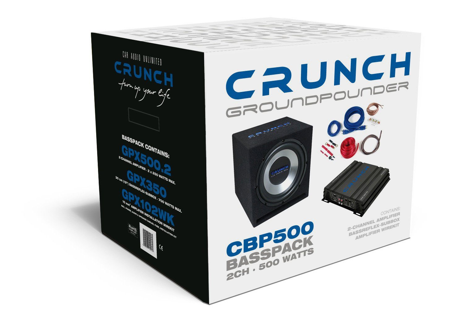 Crunch CBP500 Basspack Komplettpaket Endstufe + Сабуферы Автомобильный сабвуфер