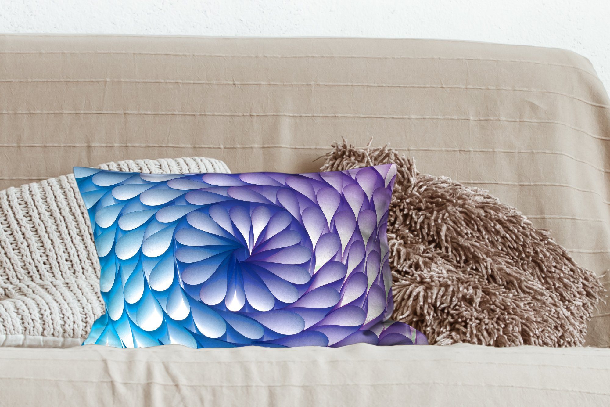 Spirale, Füllung, Geometrie MuchoWow Violette Zierkissen, Dekokissen einer Dekoration, Dekokissen in mit Schlafzimmer Wohzimmer Form
