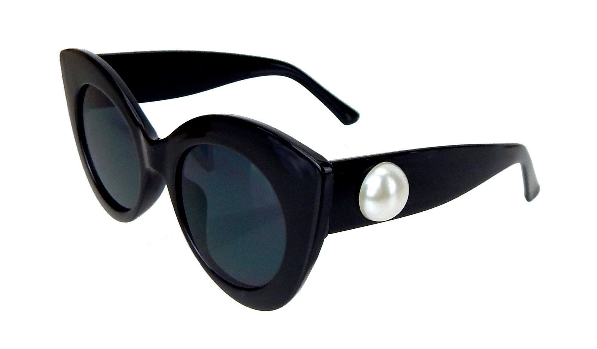 Ella Jonte Retrosonnenbrille Statement Sonnenbrille in Schwarz mit eleganter Kunstperle UV 400