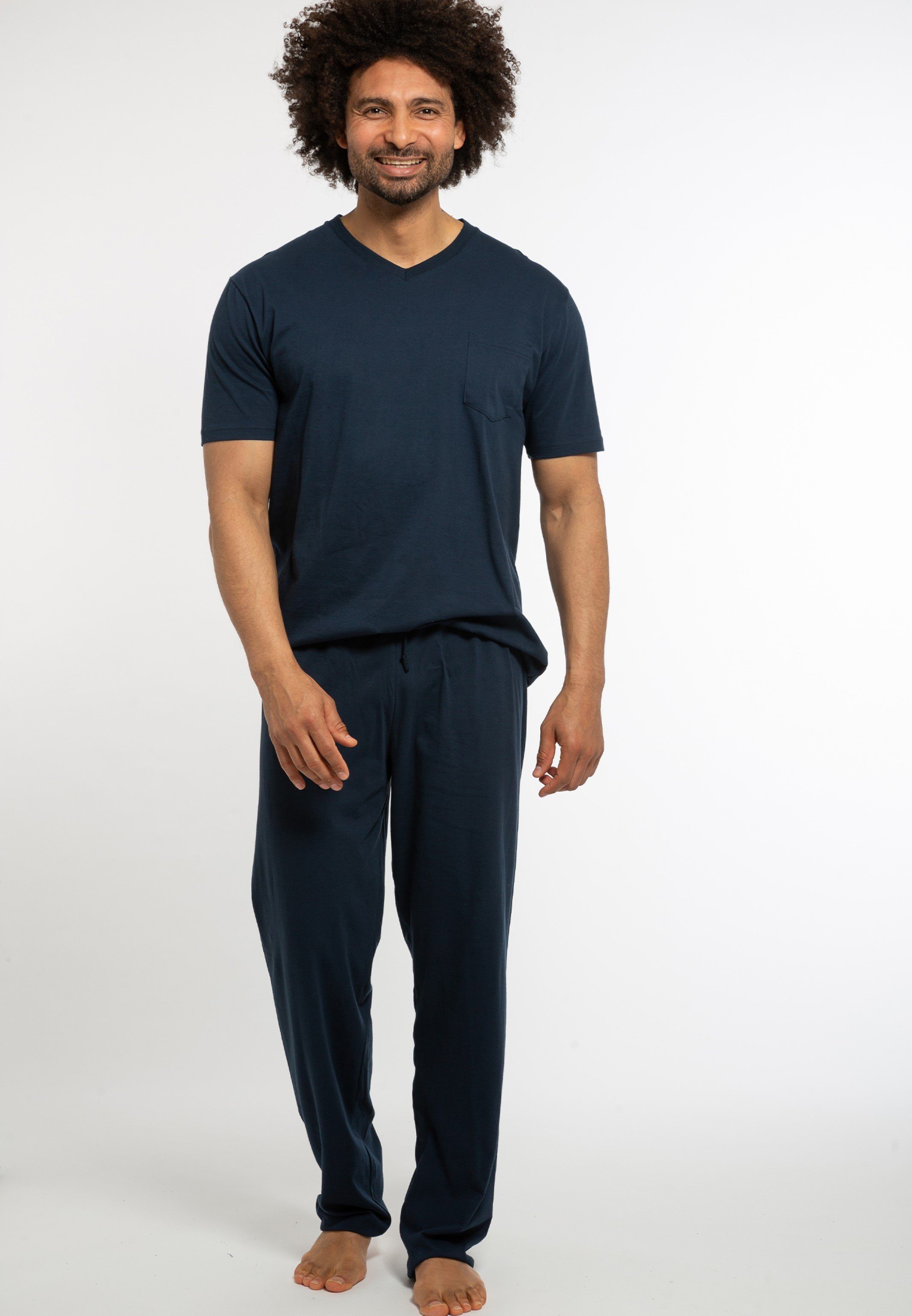 Ammann Pyjama Cotton 2 Kurzarm Bio Baumwolle Dunkelblau Organic 100% (Set, - tlg) Aus Baumwolle - Schlafanzug