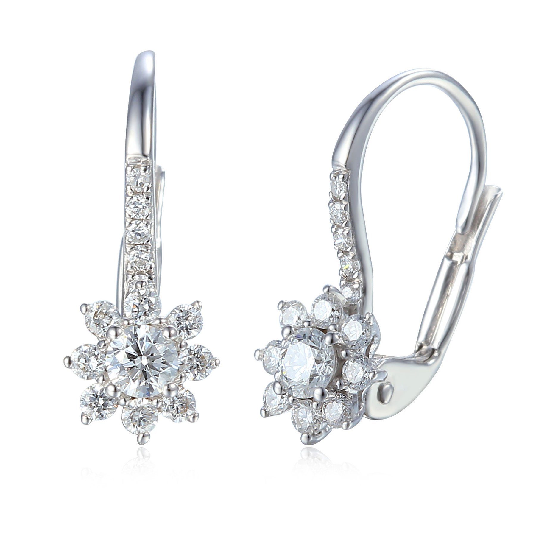 Damen Schmuck Stella-Jewellery Paar Ohrstecker 585er Weißgold Ohrringe mit Diamanten zus. 0,51ct (Ohrhänger), Diamanten Solitair