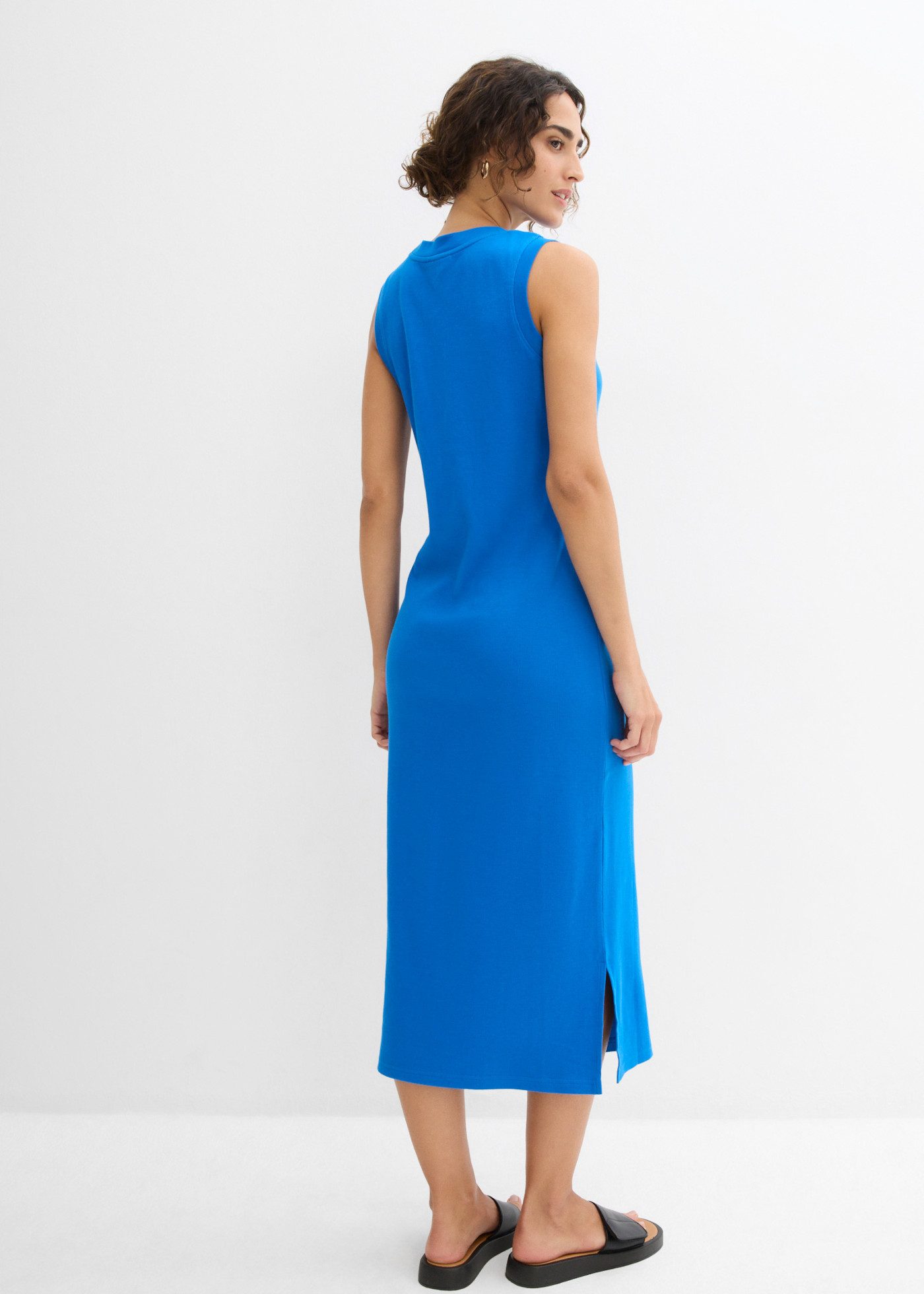 bonprix Jerseykleid aus Rippjersey, mit rundem geripptem Halsausschnitt, ohne Ärmel