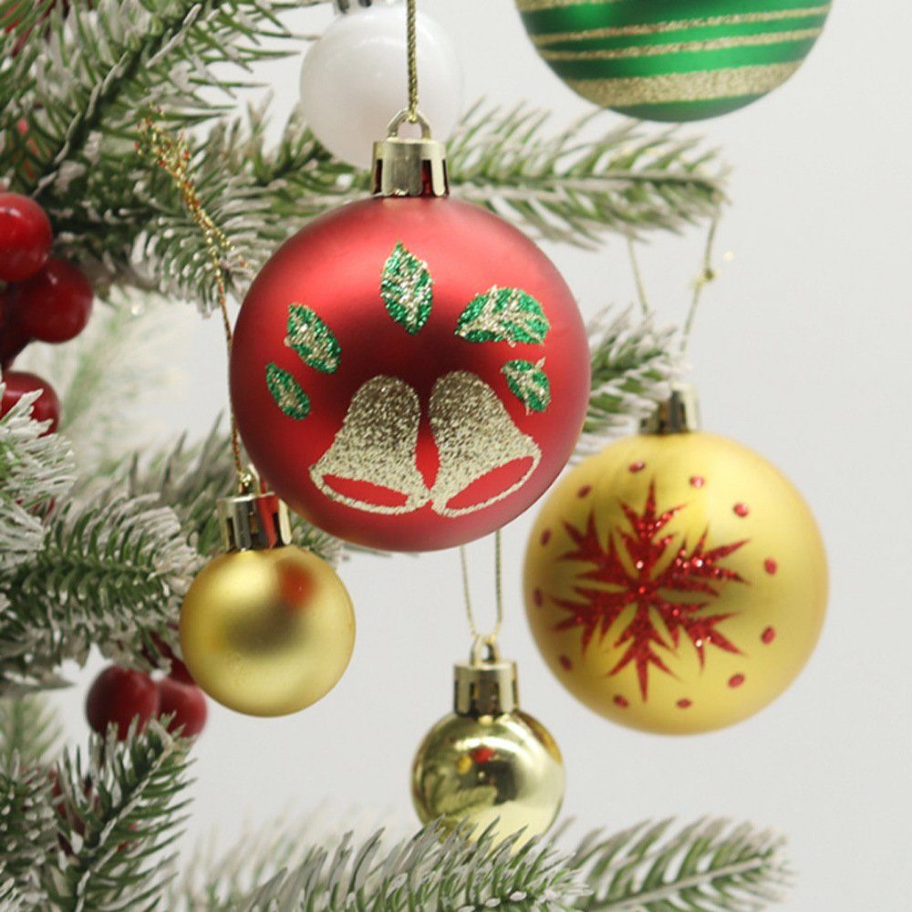 Rouemi Weihnachtsbaumkugel Weihnachtsbaumschmuck-Set, hängende handbemalte Goldfarben Kugeldekorationen