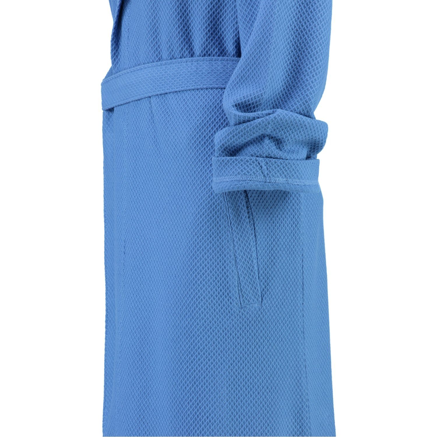 Langform, Pique blau Gürtel, Kapuze, Qualität 17 Baumwollmischung, Damenbademantel, s.Oliver