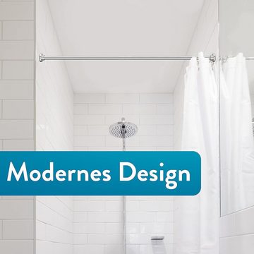 Duschvorhangstange ohne bohren verstellbar 125-230 cm, Benkstein, geklemmt, Passt in jedes Badezimmer - inkl. 12 Duschringe