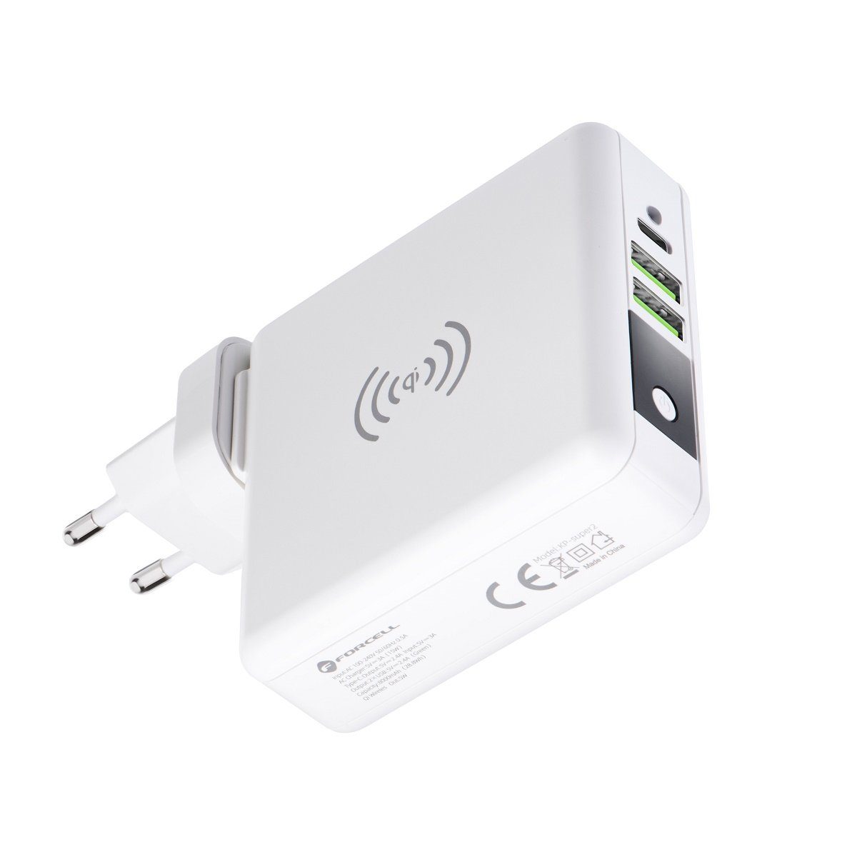 Multifunktionsladegerät 4in1 15W mit USB/USB Typ C, Weiß Universal-Ladegerät
