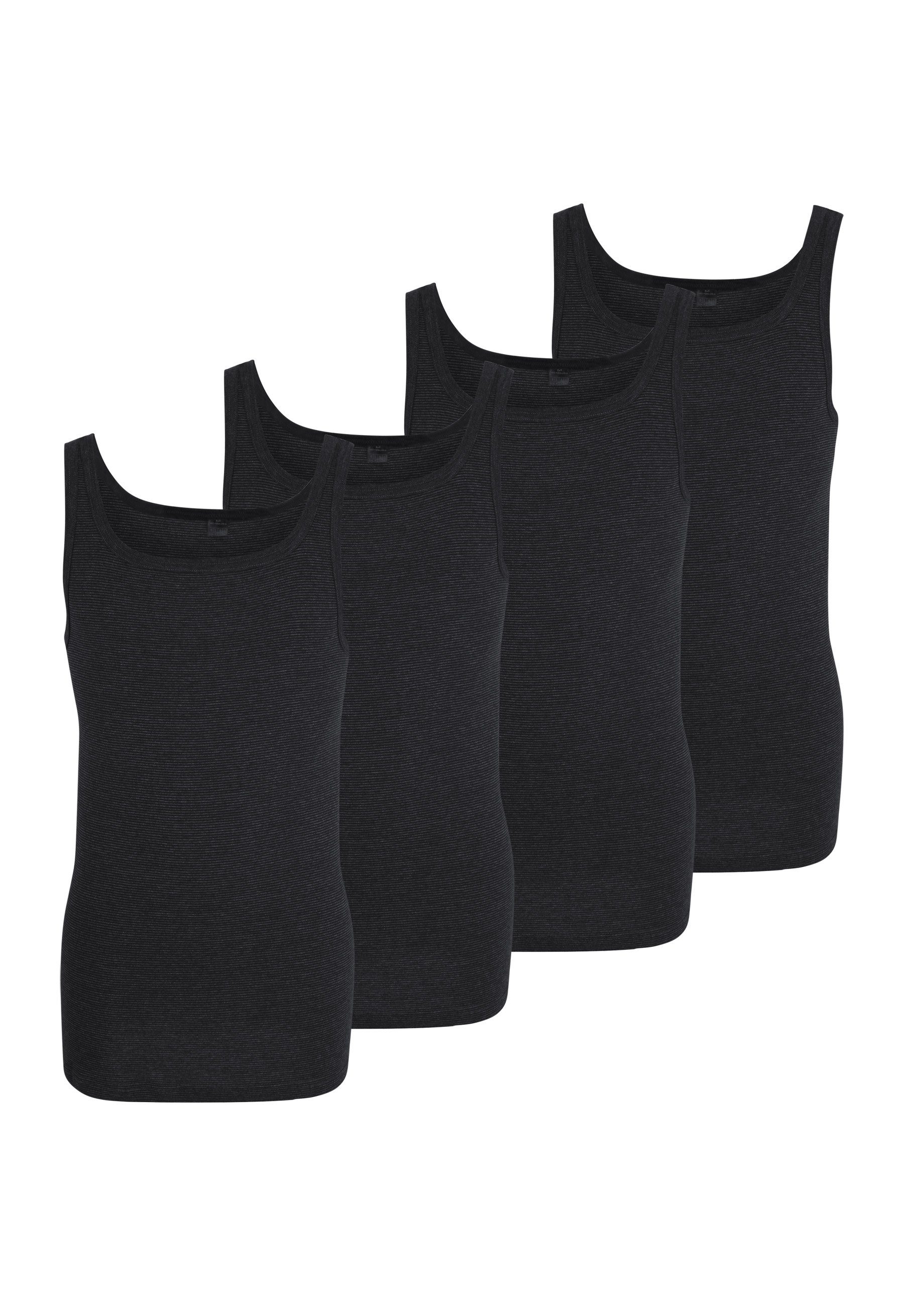 Unterhemd GÖTZBURG Herren Tank-Top grau quergestreift 4er Pa