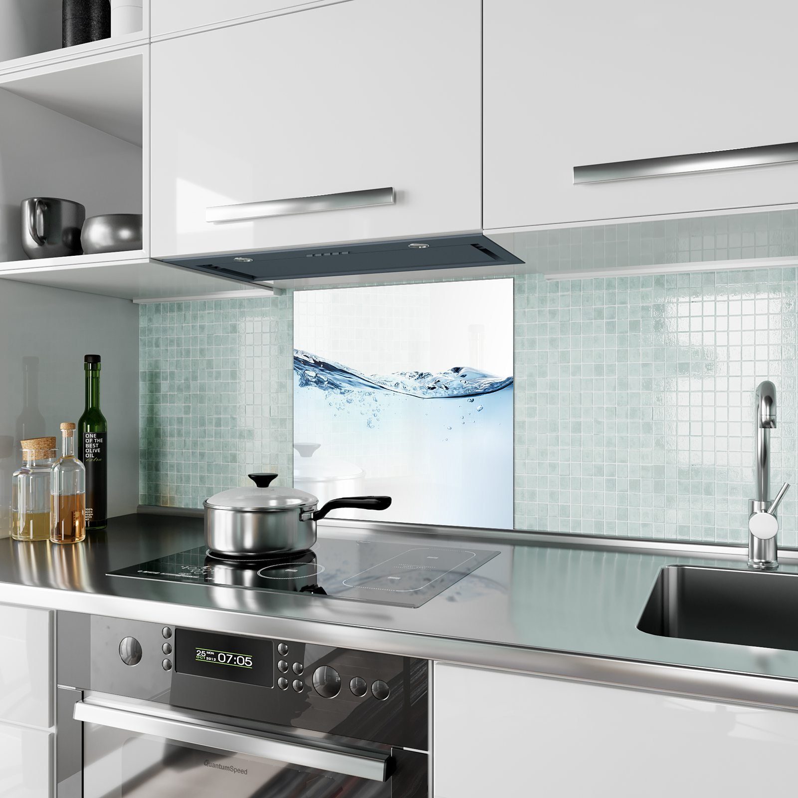 Küchenrückwand Wasser bewegend Spritzschutz mit Küchenrückwand Primedeco Motiv Glas