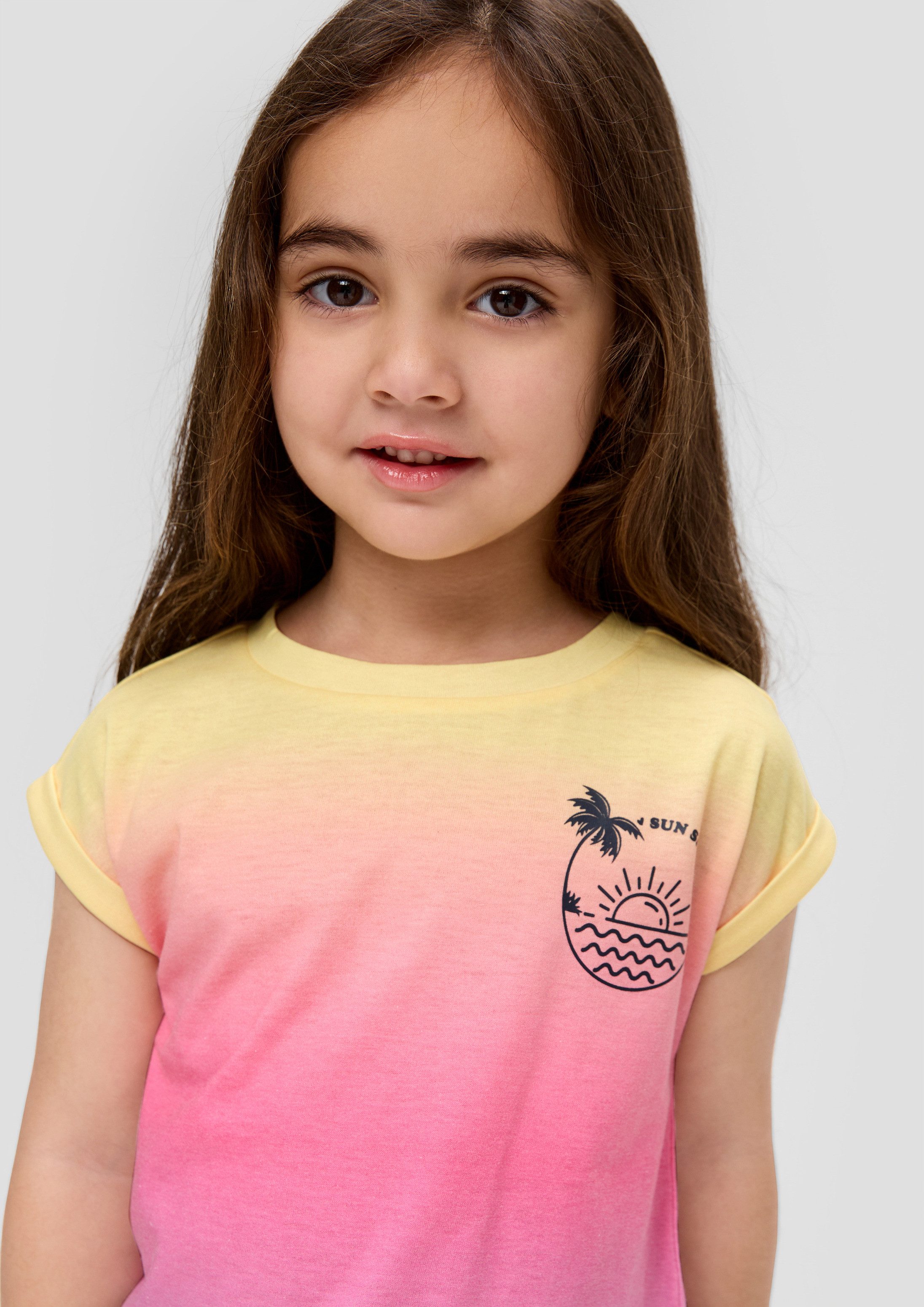 s.Oliver Kurzarmshirt T-Shirt T-Shirt mit Farbverlauf und Knoten-Detail