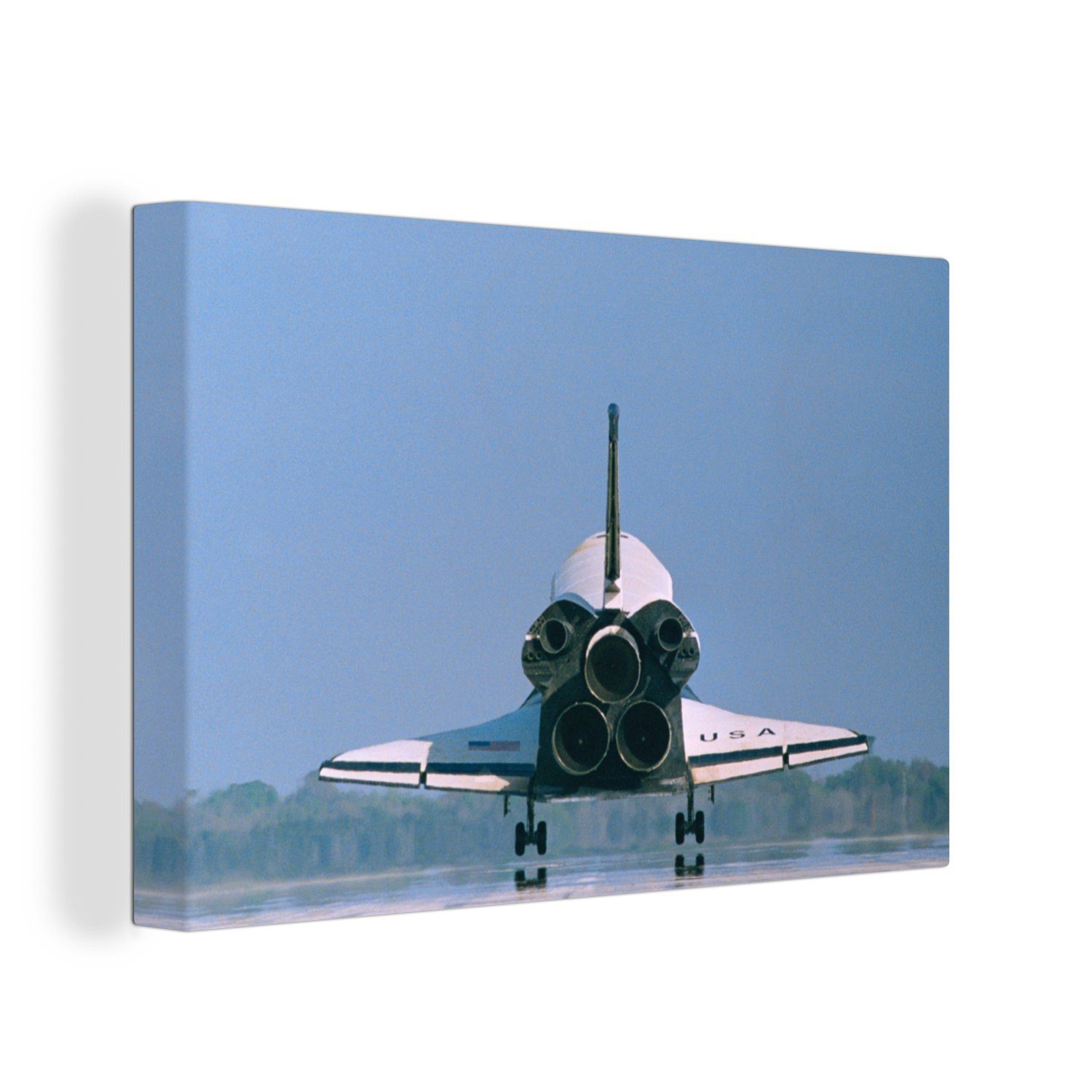 OneMillionCanvasses® Leinwandbild Das Heck einer Raumfähre auf der Startrampe, (1 St), Wandbild Leinwandbilder, Aufhängefertig, Wanddeko, 30x20 cm