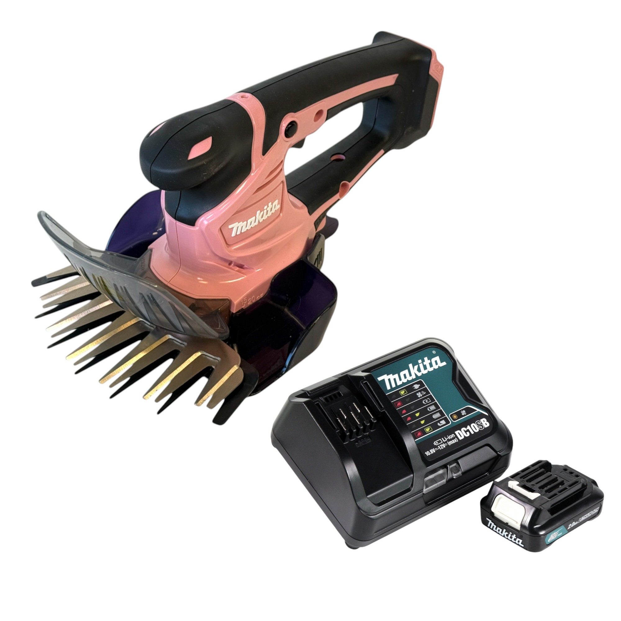 Makita Akku-Grasschere UM 600 DSAP 12 V max 160 mm Pink + 1x Akku 2,0 Ah + Ladegerät