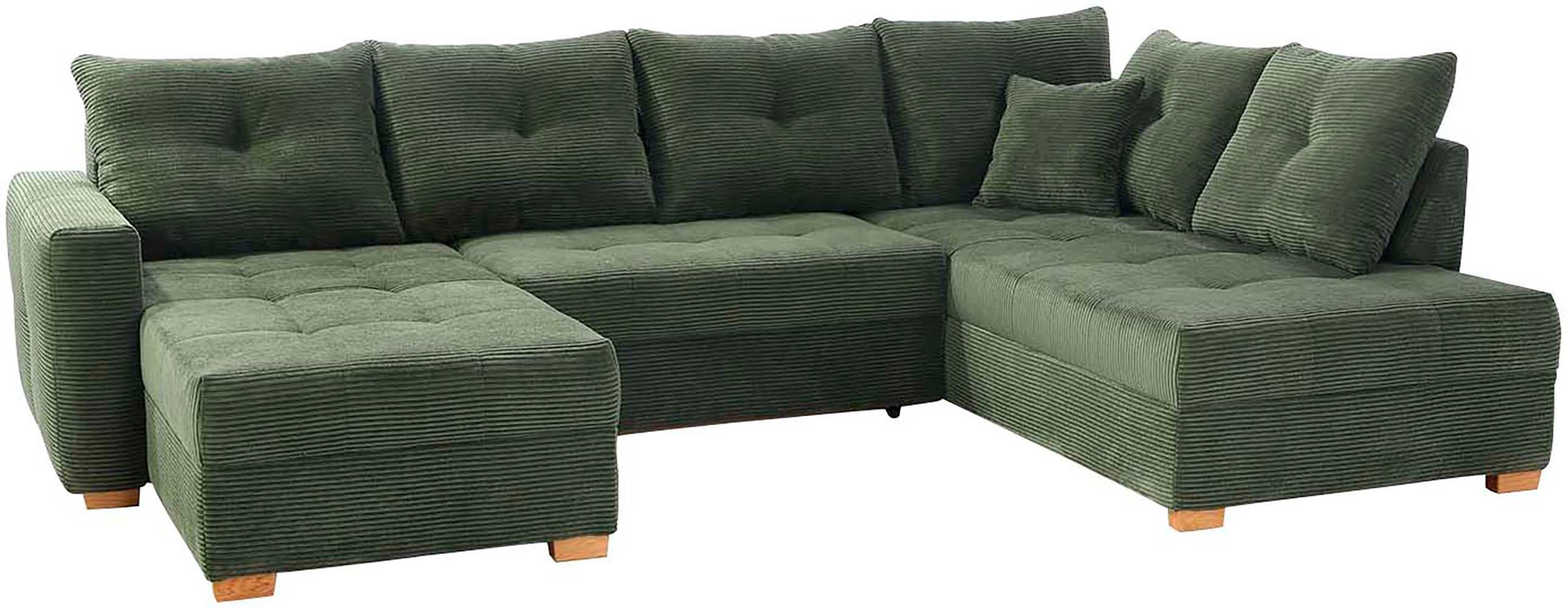 Jockenhöfer Gruppe Wohnlandschaft Abby U-Form, B: 313 cm, mit Schlaffunktion, Bettkasten & Zierkissen