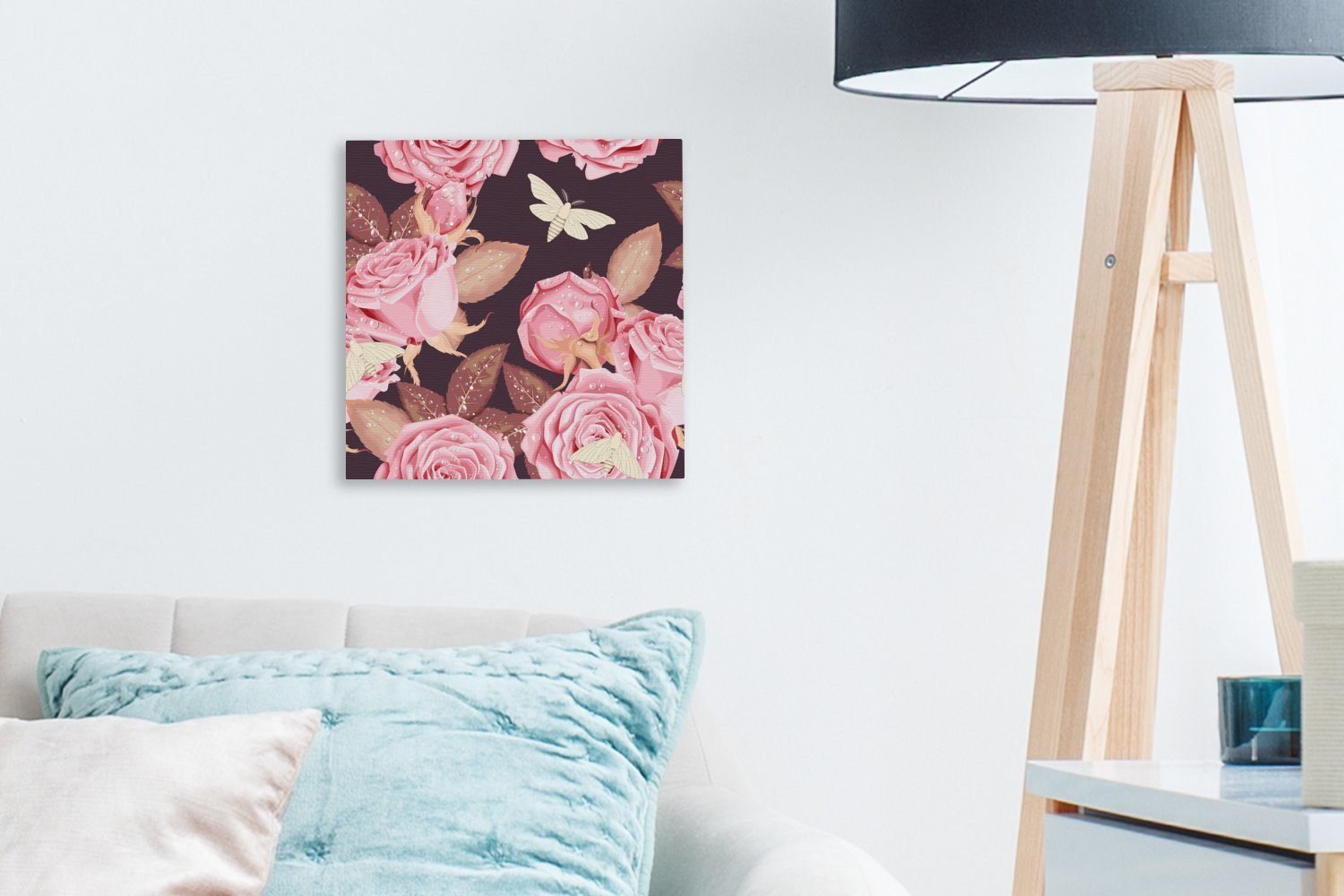 Leinwand OneMillionCanvasses® - Leinwandbild Rosa, für Blumen Rosen Schlafzimmer St), - Bilder Wohnzimmer (1